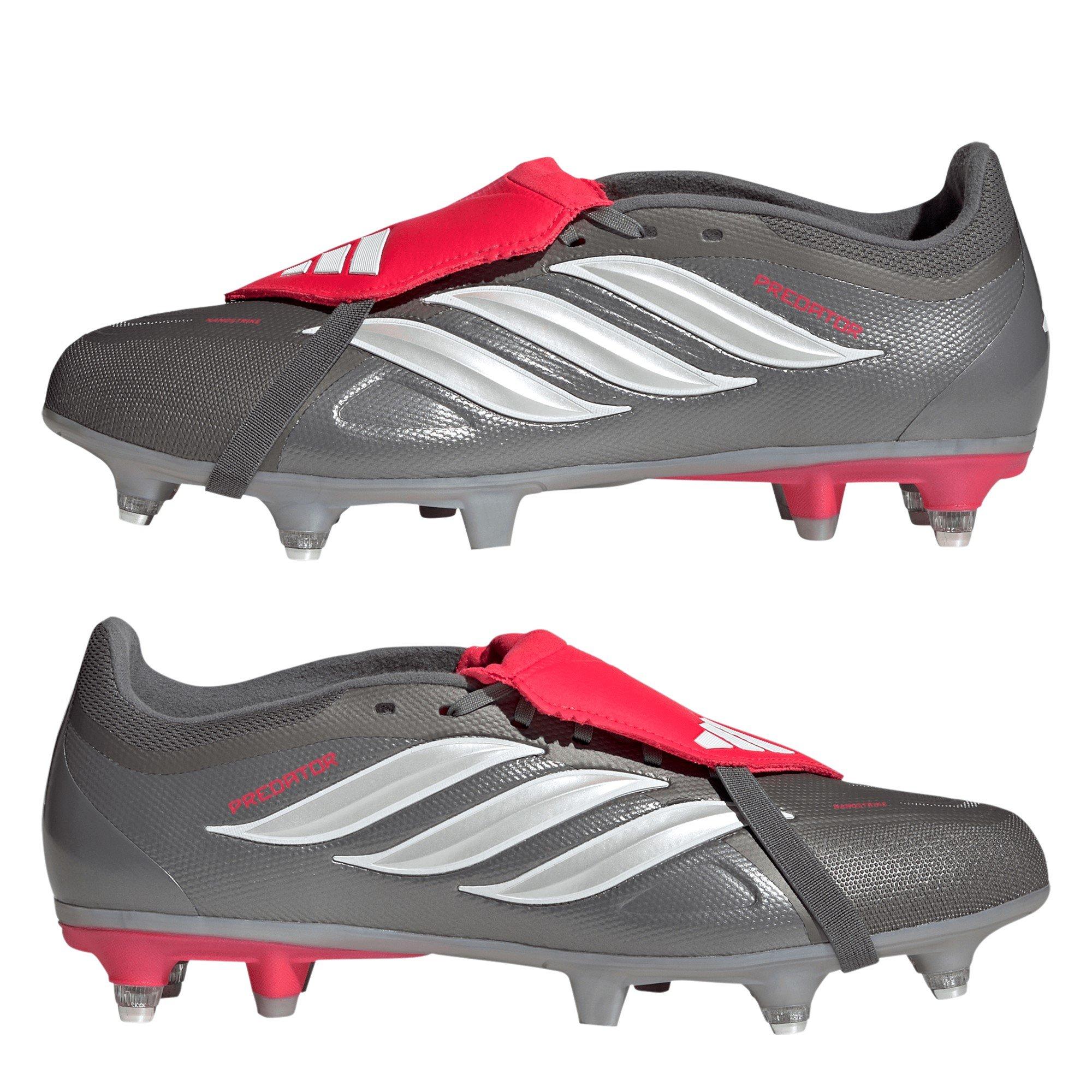 Grå/Rød - adidas - Predator Fold-Over Tongue Academy Soft Ground Football Boots Mens - 9