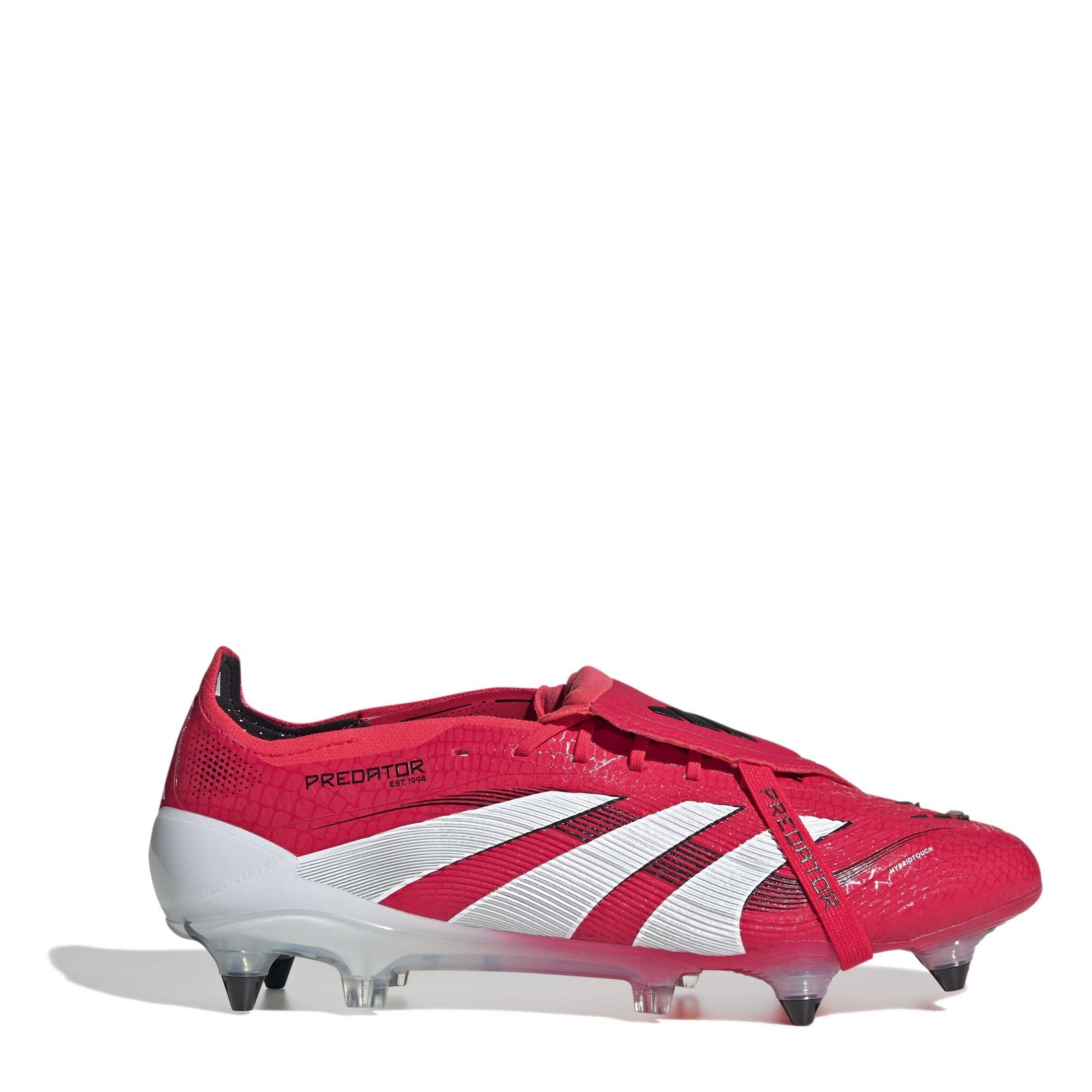Adidas Men's Red/White Pator Elite Fold-Over Tongue Adults Soft Ground Football Boots - 11.5(46.7)