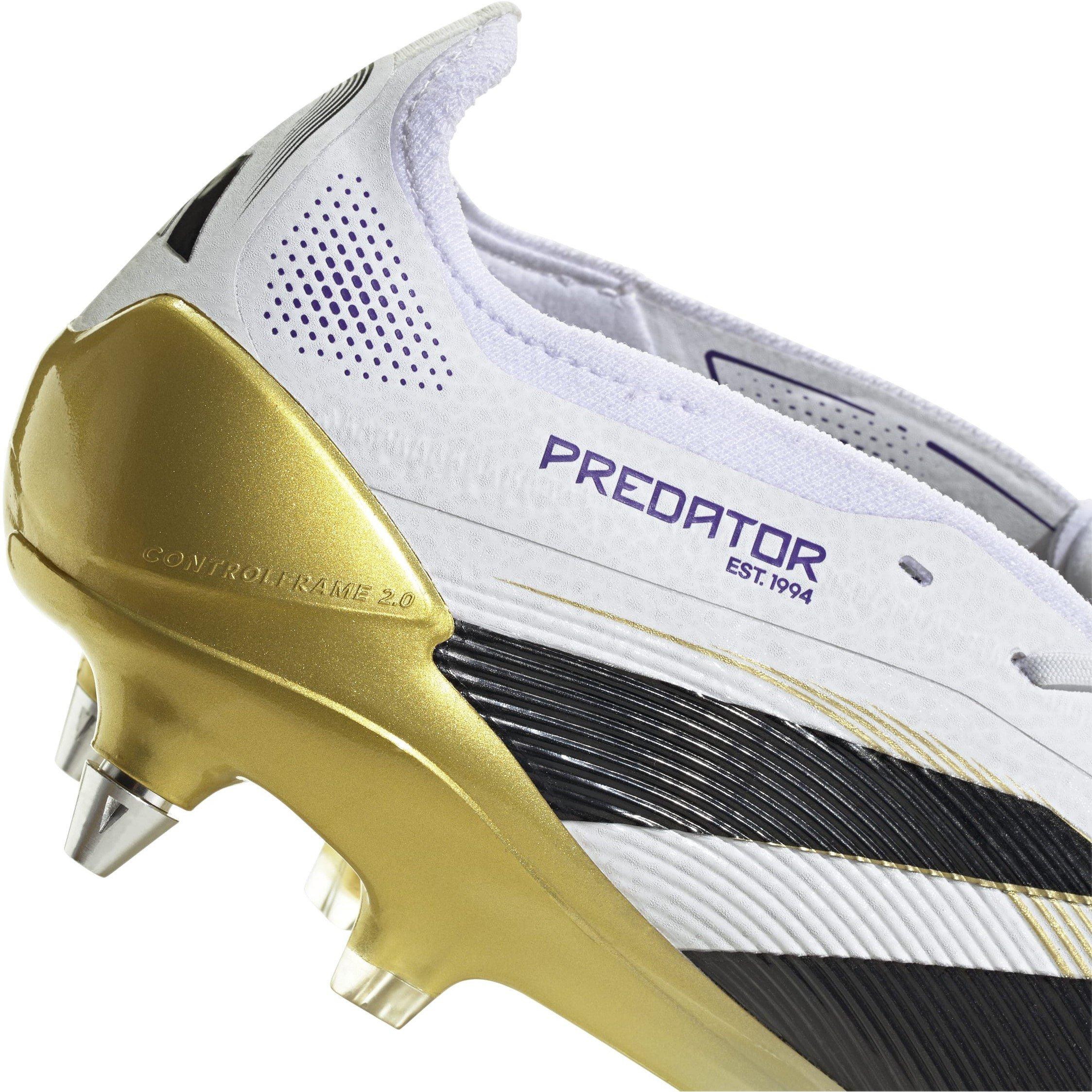 Wit/Zwart/Goud - adidas - Predator Elite Fold-Over Tongue Adults Soft Ground Football Boots - 8