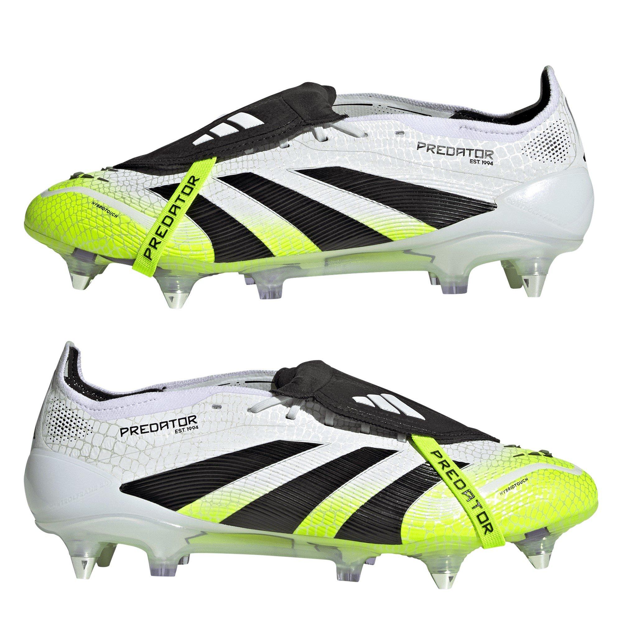 Bijelo/Crno/Limun - adidas - Predator Elite Fold-Over Tongue Adults Soft Ground Football Boots - 9