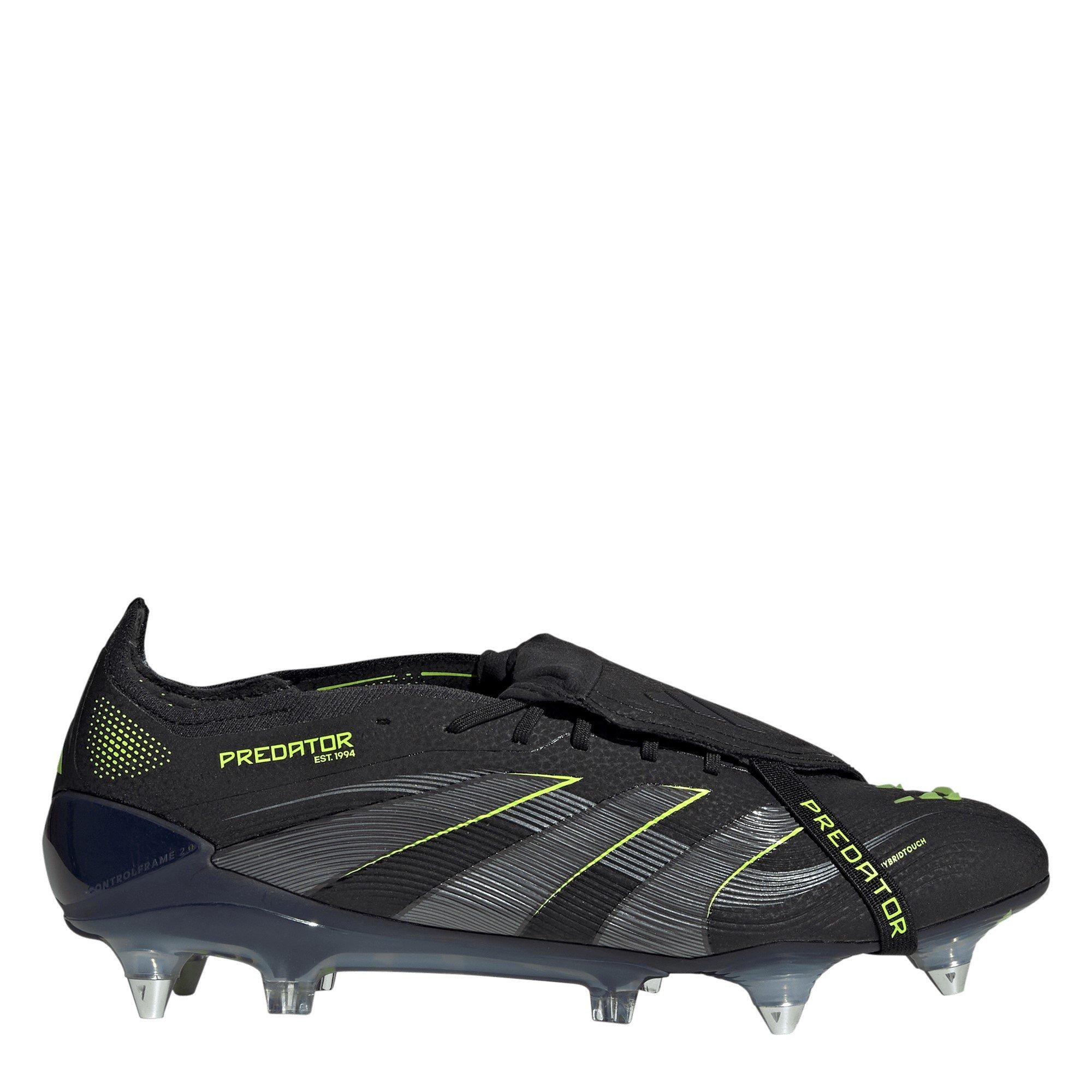 Adidas Men's Predator Elite Fold-Over Tongue Adults Soft Ground Football Boots - Black/Lemon - 7 (40.7)