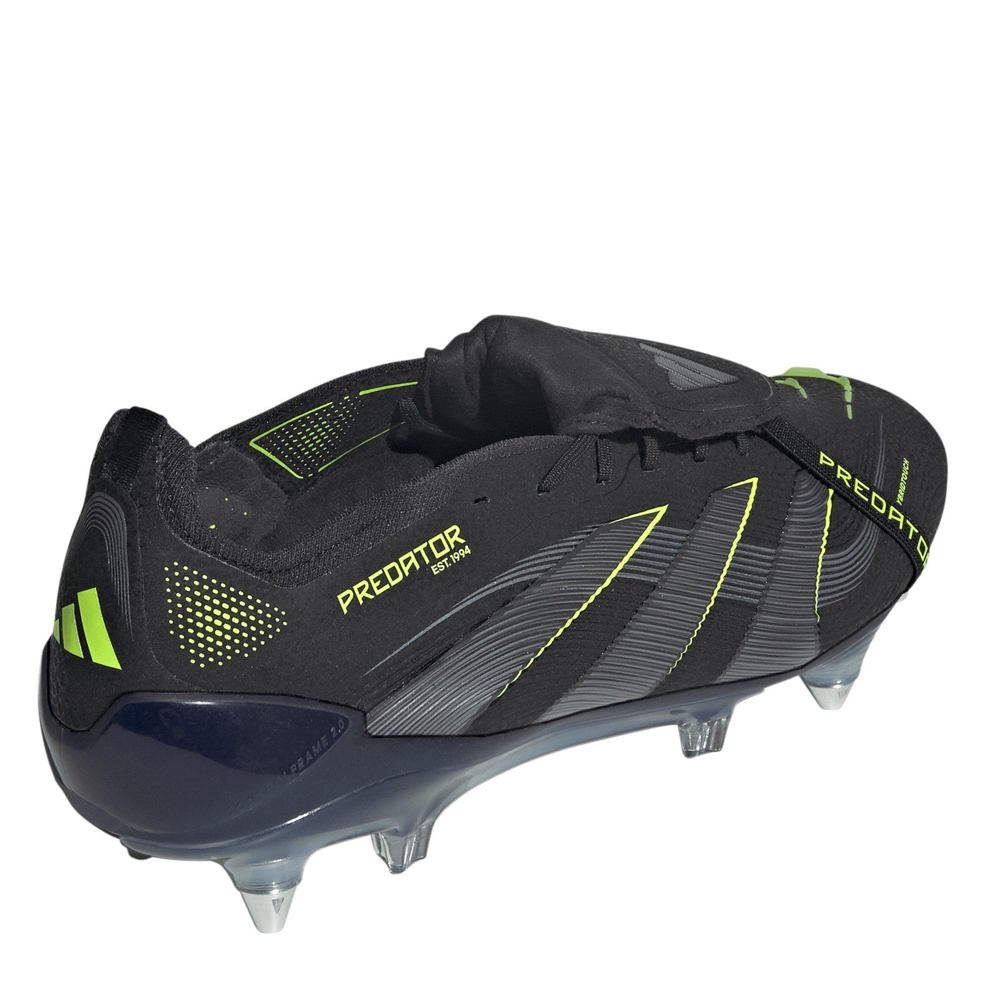 Noir/Citron - adidas - Predator Elite Fold-Over Tongue Adults Soft Ground Football Boots - 4