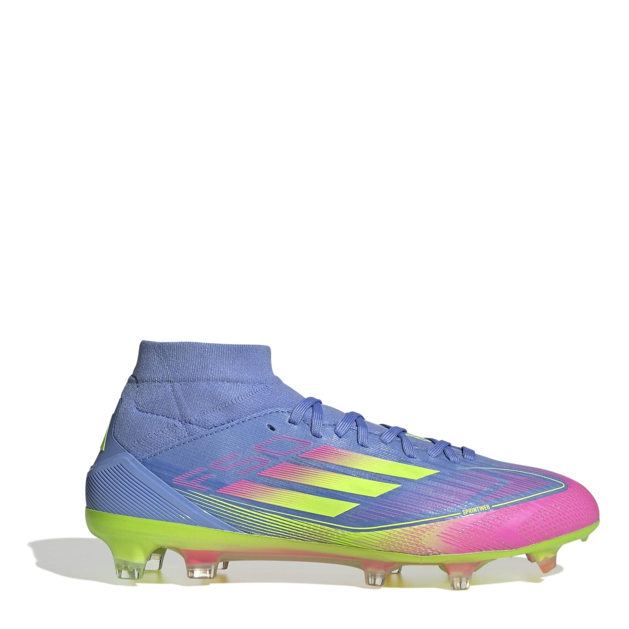 Adidas Women's F50 Pro Firm Ground Football Boots - Blue/Lemon/Pink - 6.5 (40)
