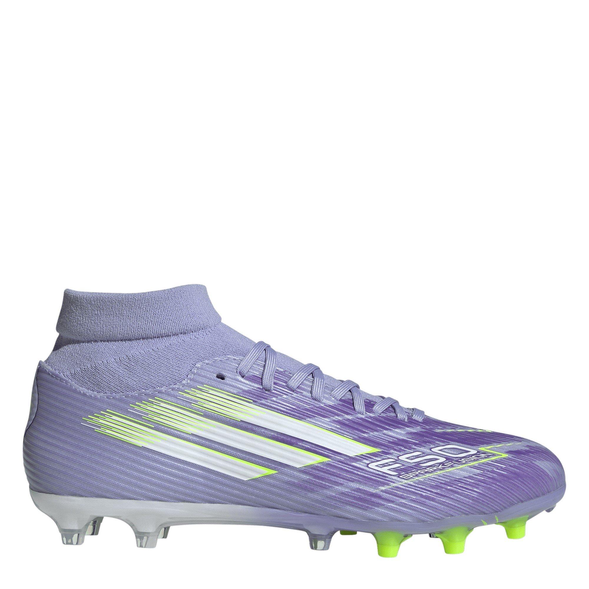Adidas Women's F50 Sparkfusion League Firm Ground Football Boots - Purple/Lemon - 9.5
