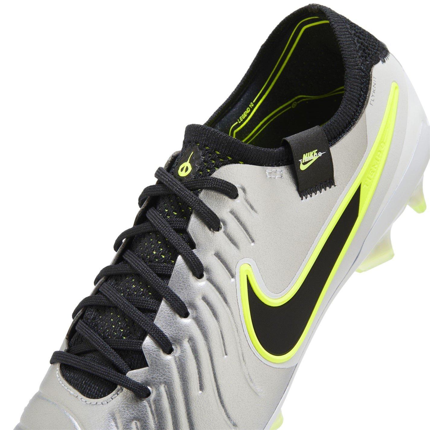 M.Silver/Black - Nike - Tiempo Legend 10 Elite Firm Ground Low Top Football Boots - 9