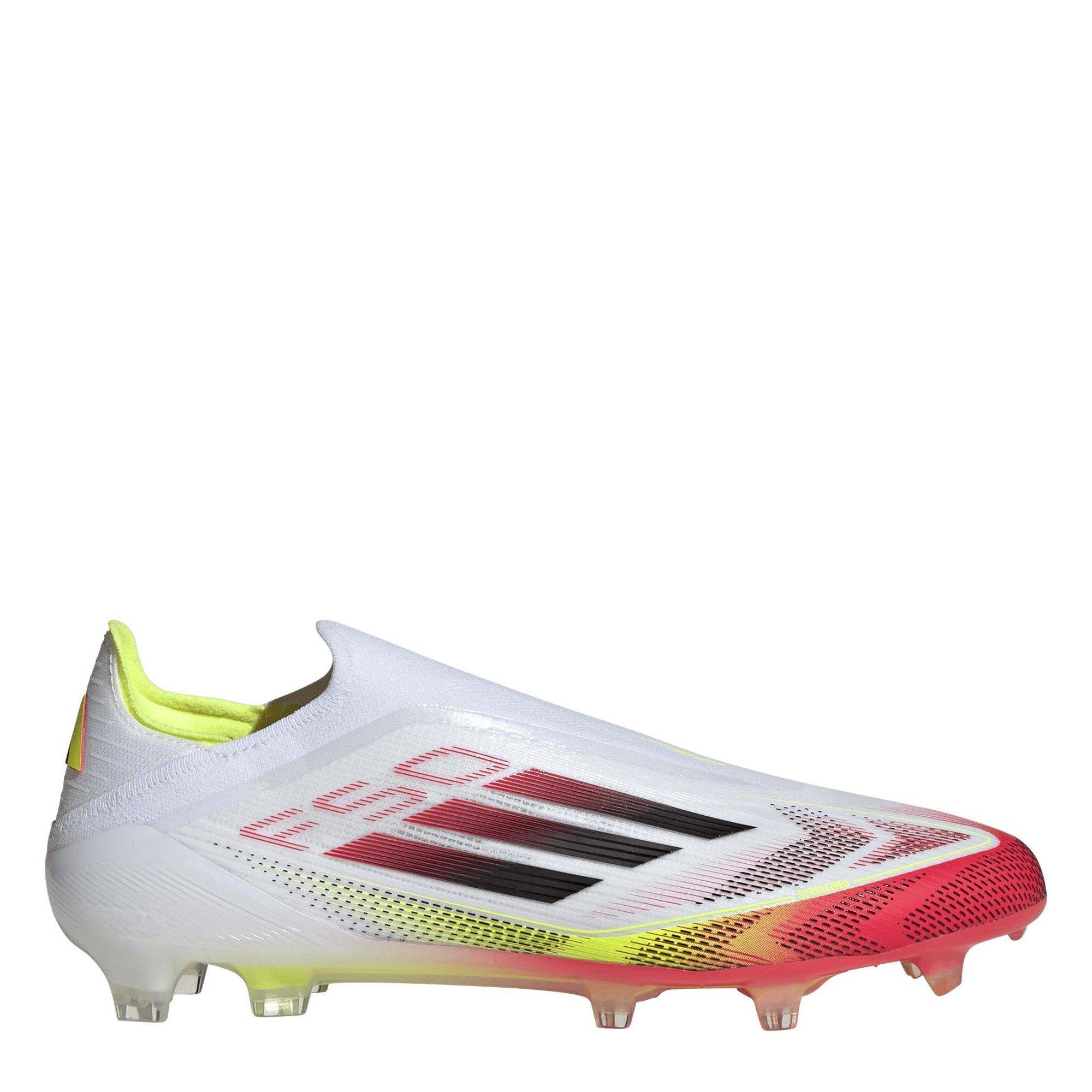 Adidas Men's F50 Elite Laceless Firm Ground Football Boots - White/Red - 8.5 (42.7)
