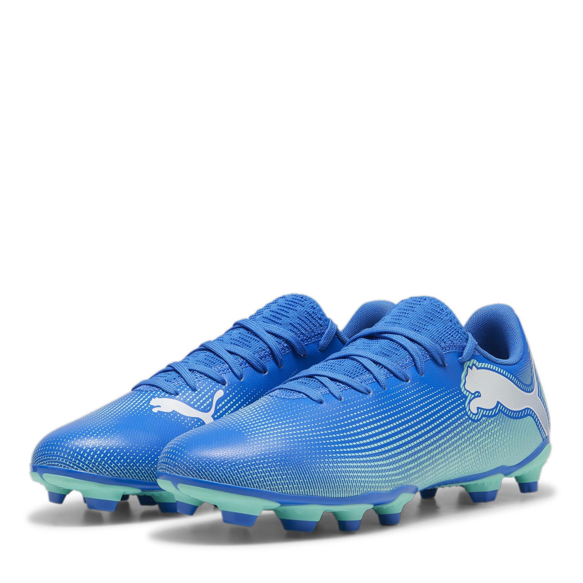 Puma Men's Future 7 Play Firm Ground Football Boots - Blue/Wht/Green - 6.5 (40)