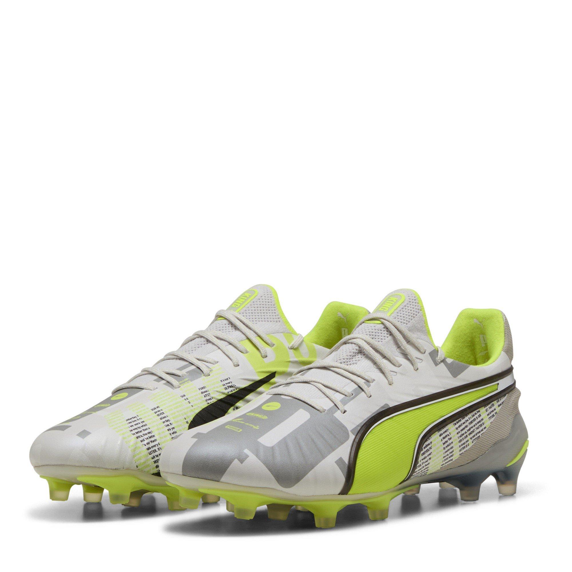 Puma Men's King Ultimate Firm Ground Football Boots - Grey/Yellow - 8.5 (42.5)