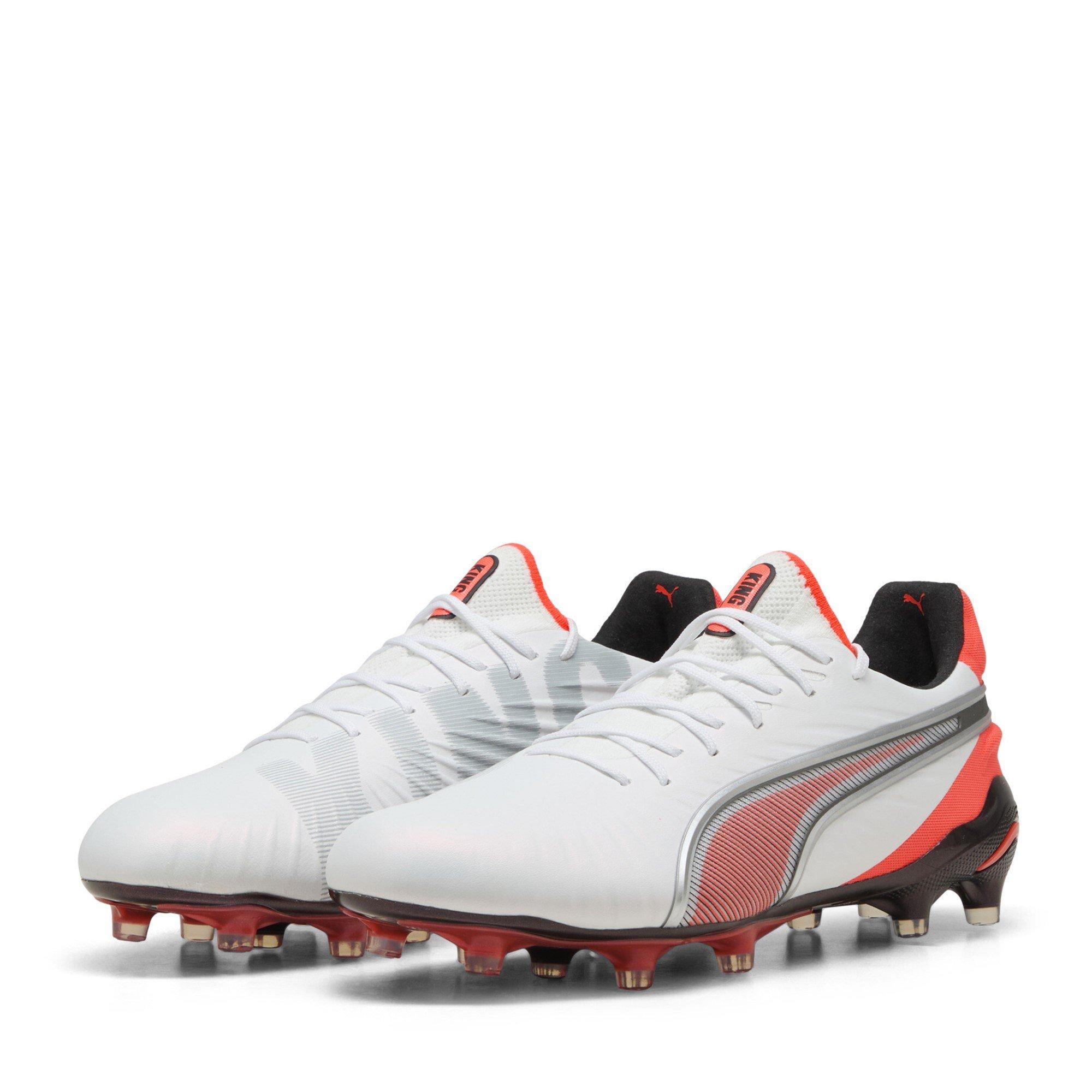 Puma Men's King Ultimate Firm Ground Football Boots - White/Red - 9.5 (44)