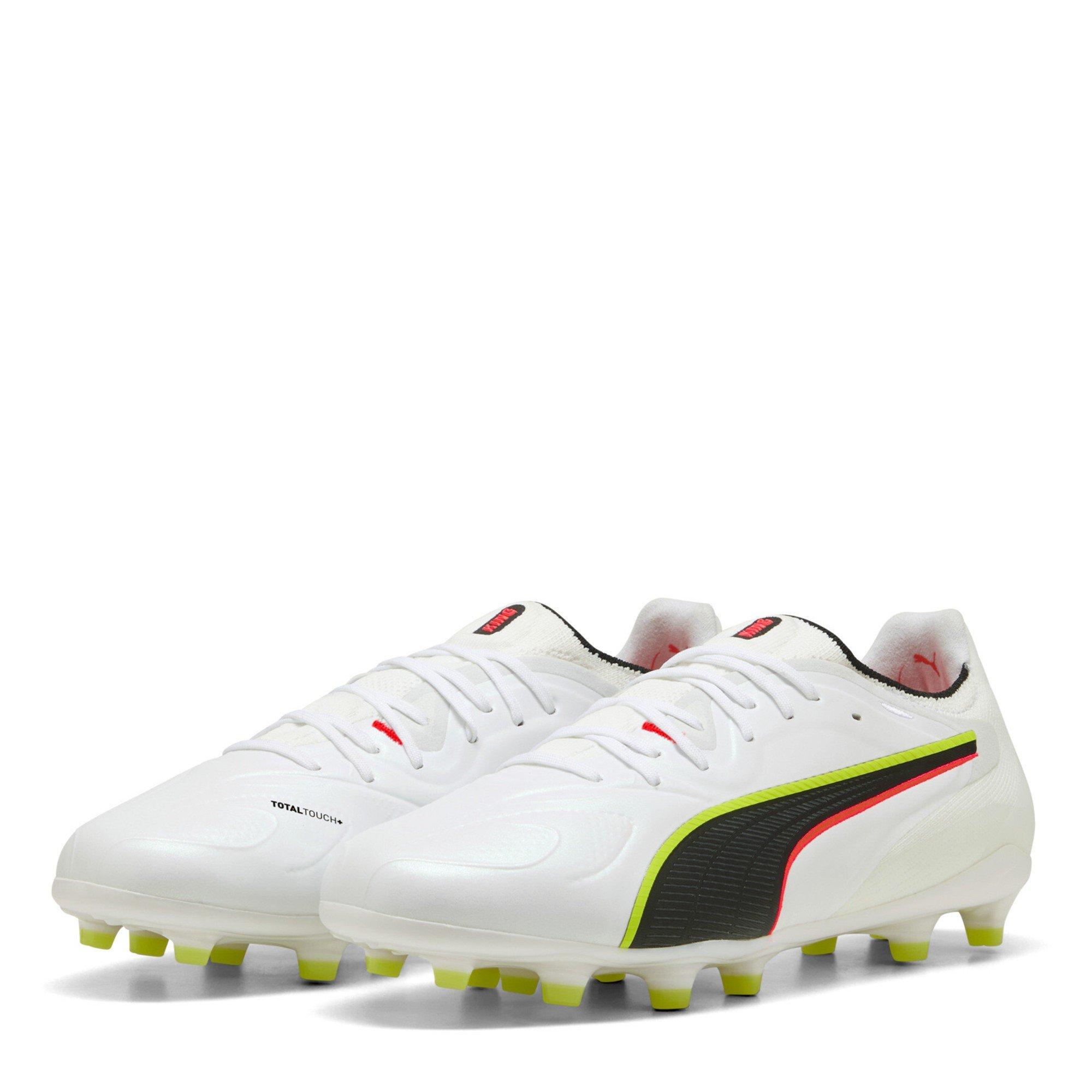 Puma Men's King Ultimate Firm Ground Football Boots - White/Red - 7 (40.5)