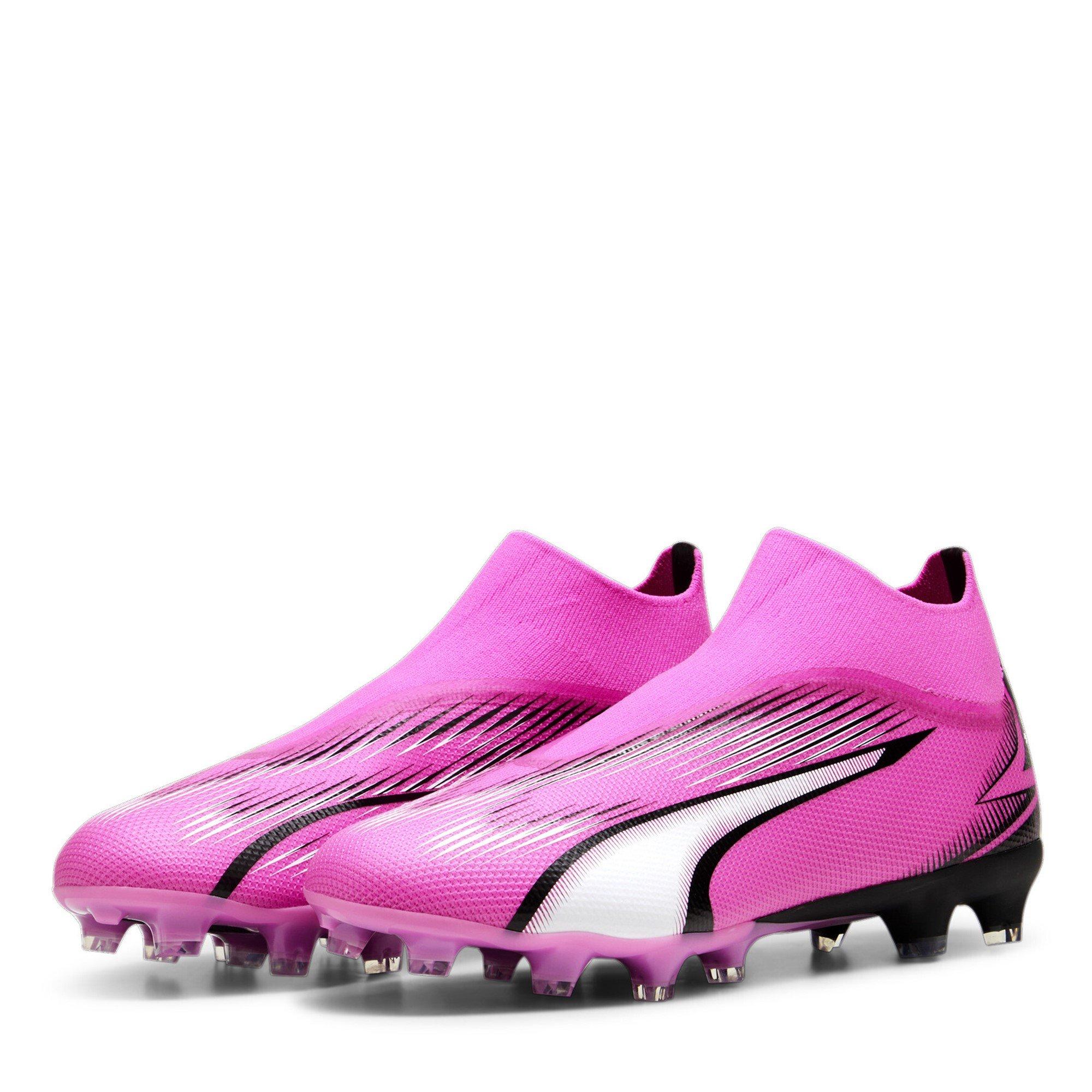 Puma Men's Ultra Match Laceless Firm Ground Football Boots - Pink/White/Blk - 10 (44.5)