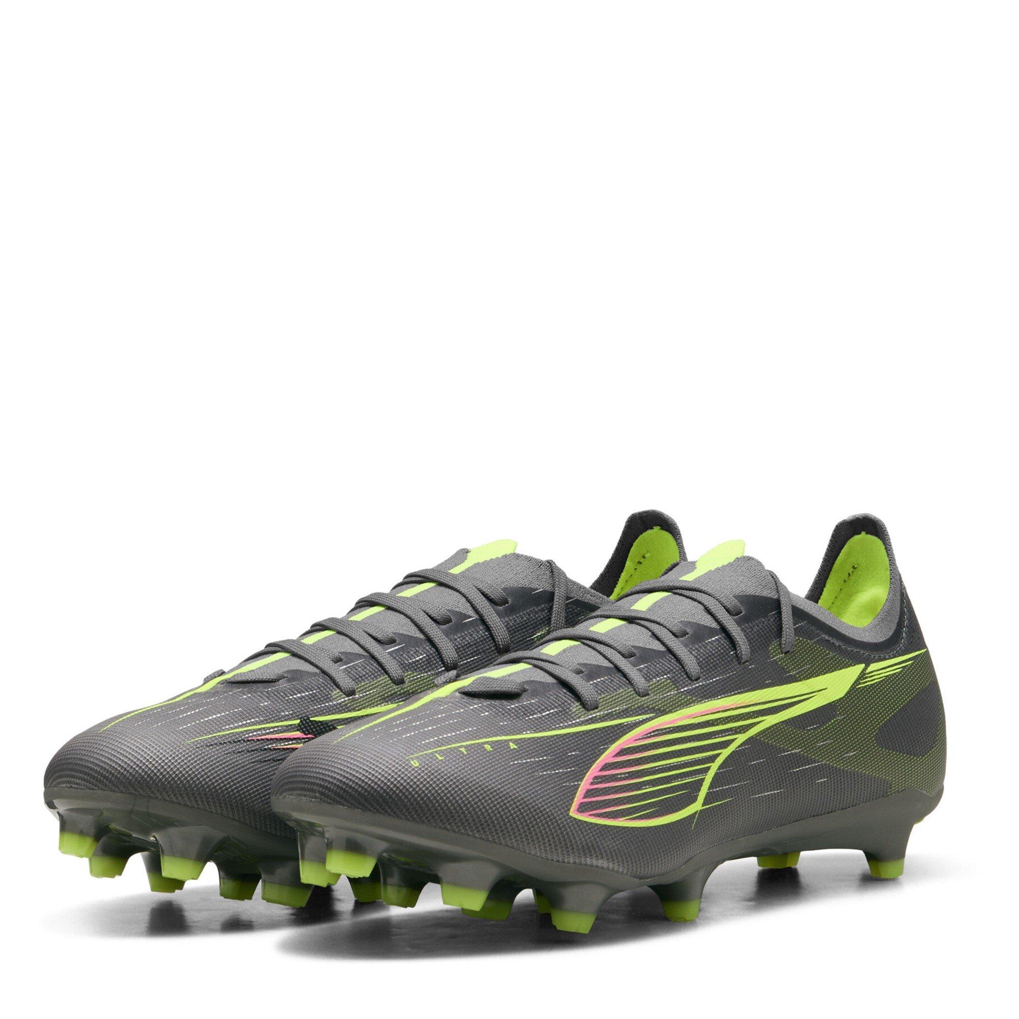 Puma Men's Ultra 5 Match Firm Ground Football Boots - Silver/Yellow - 10 (44.5)