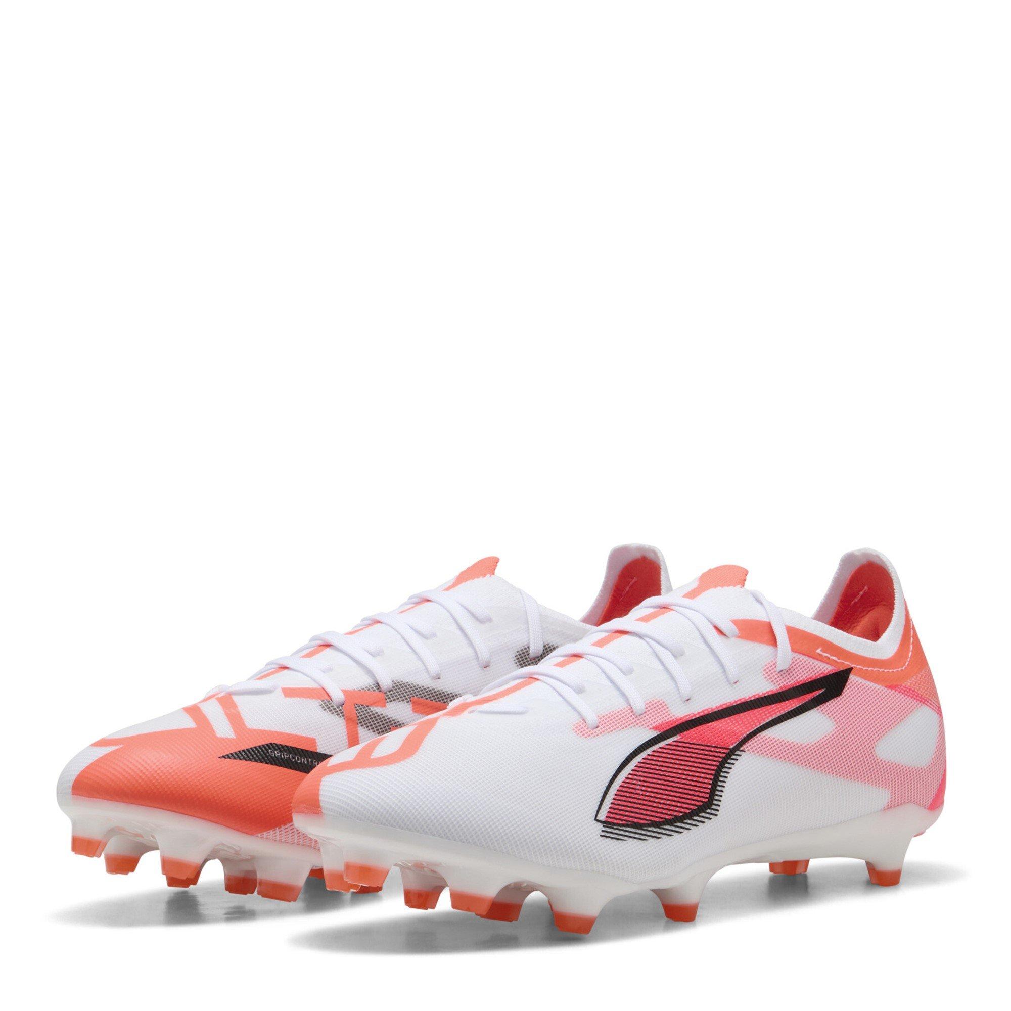 Puma Men's Ultra 5 Match Firm Ground Football Boots - White/Red - 10 (44.5)