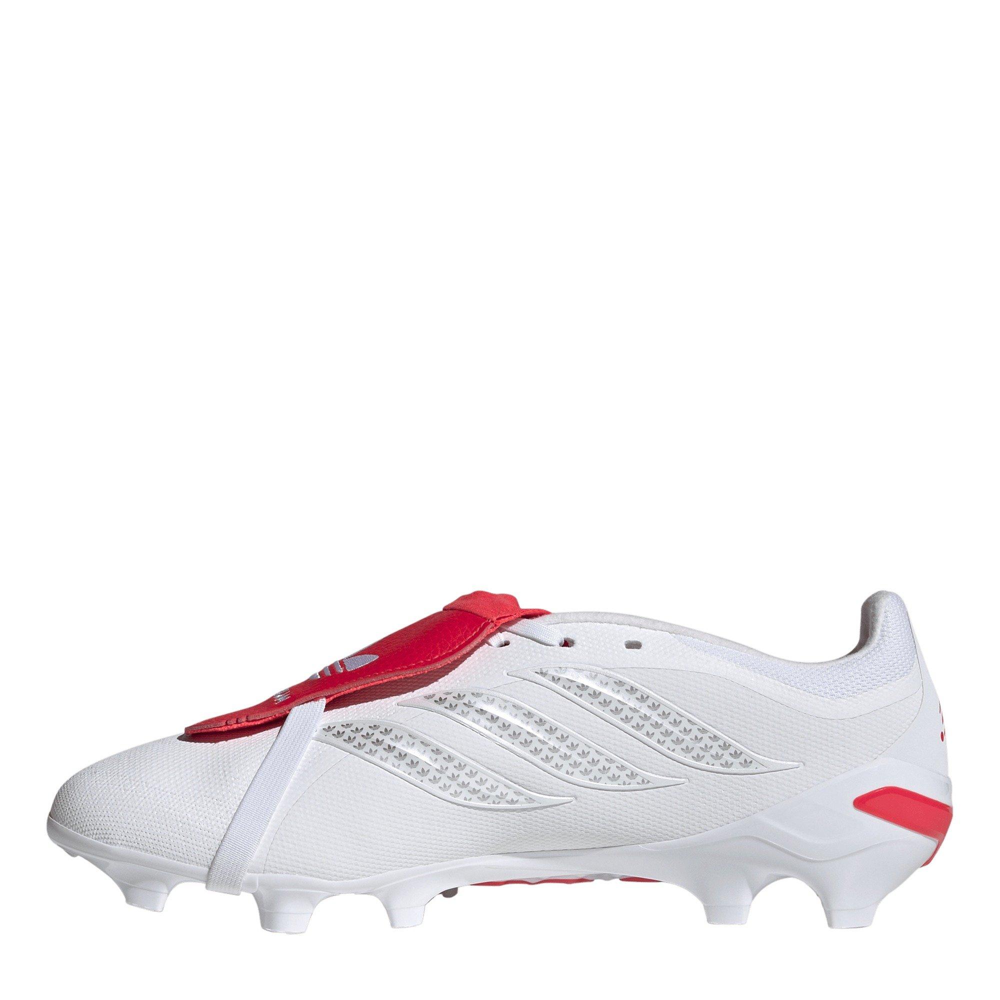 Wht/Silver/Red - adidas - Predator League Fold-Over Tongue Firm Ground Boots - 5