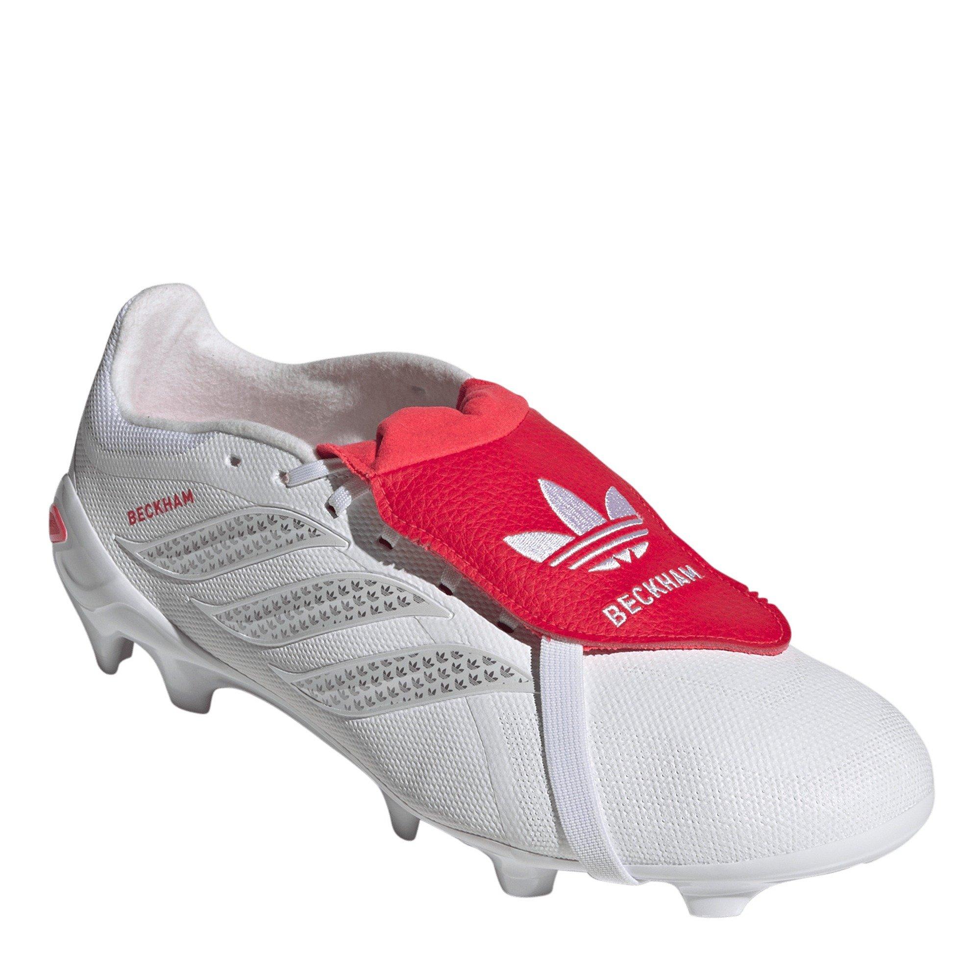 Wht/Silver/Red - adidas - Predator League Fold-Over Tongue Firm Ground Boots - 6