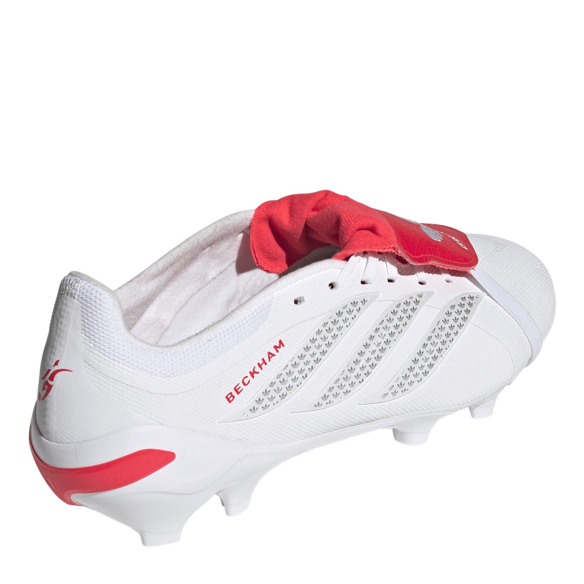 Wht/Silver/Red - adidas - Predator League Fold-Over Tongue Firm Ground Boots - 7