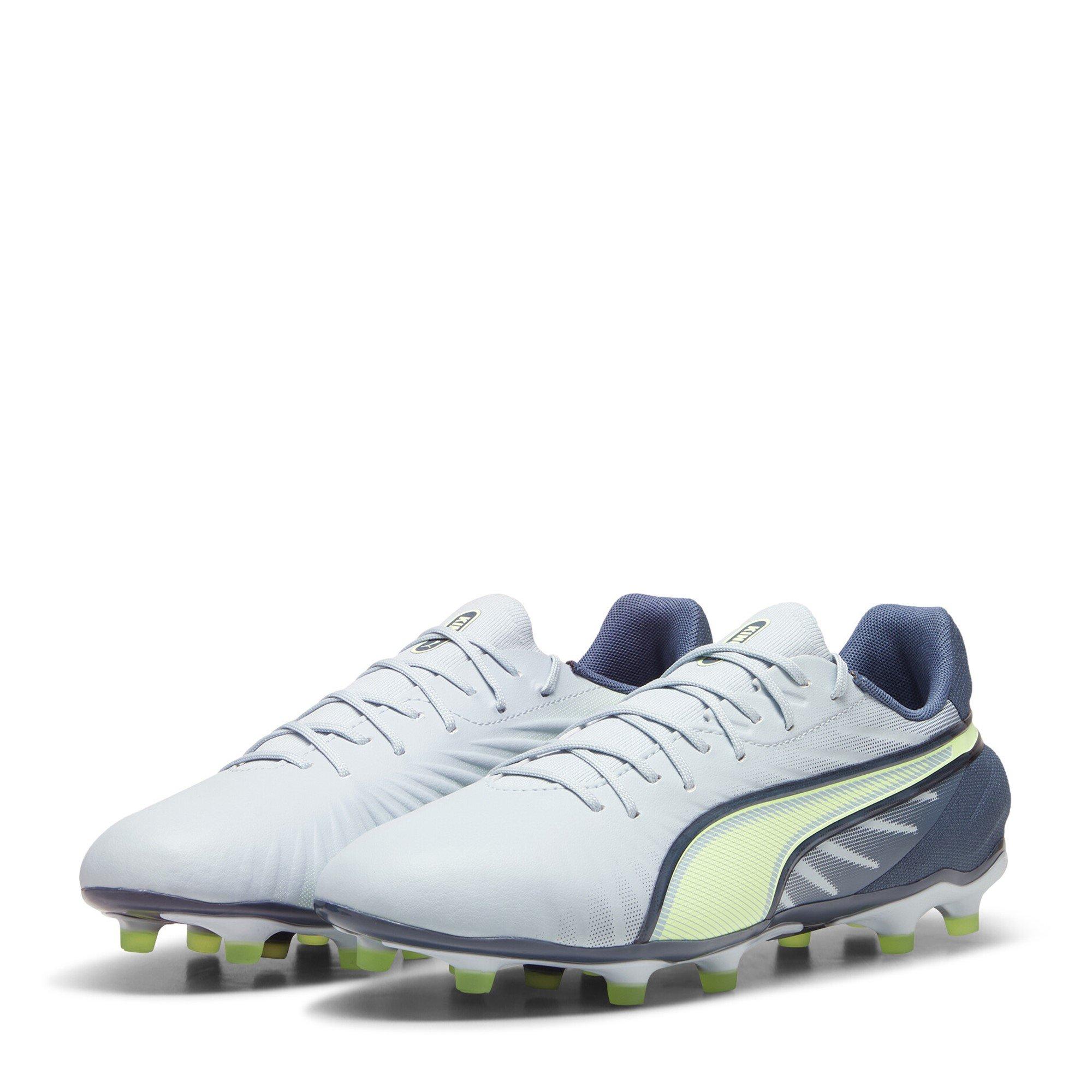 Puma Men's King Match 5 Firm Ground Football Boots - Grey/Yellow - 8 (42)