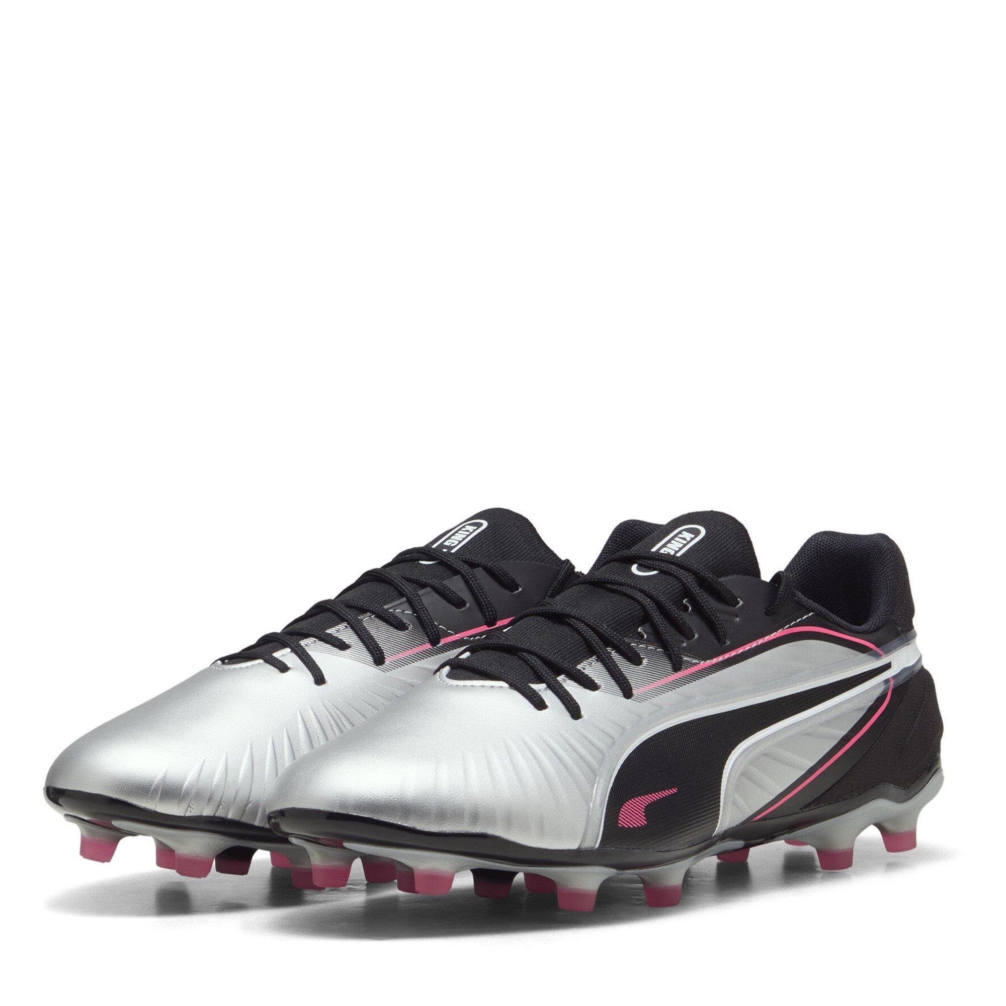 Puma Men's King Match 5 Firm Ground Football Boots - Silver/Black - 8.5 (42.5)