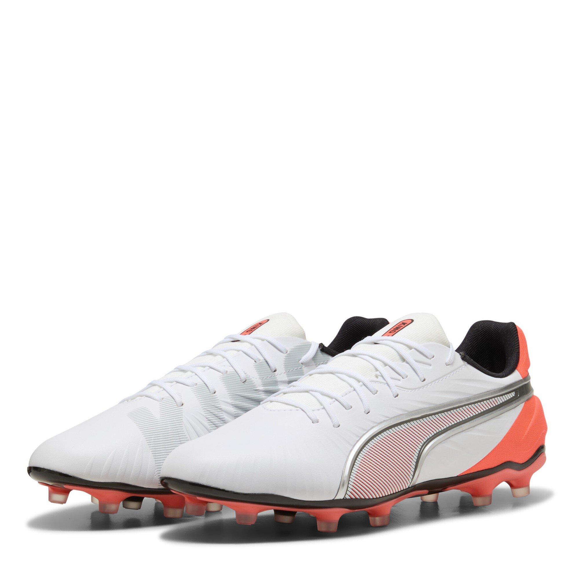Puma Men's King Match 5 Firm Ground Football Boots - White/Red - 6 (39)