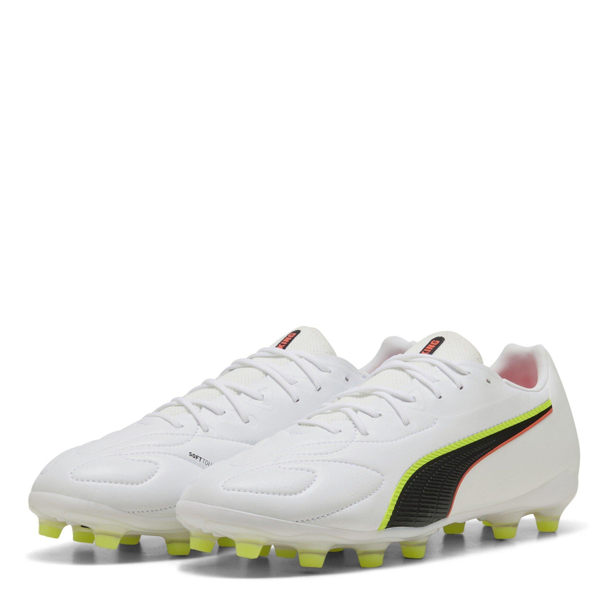 Puma Men's King Match 5 Firm Ground Football Boots - White/Red - 8 (42)
