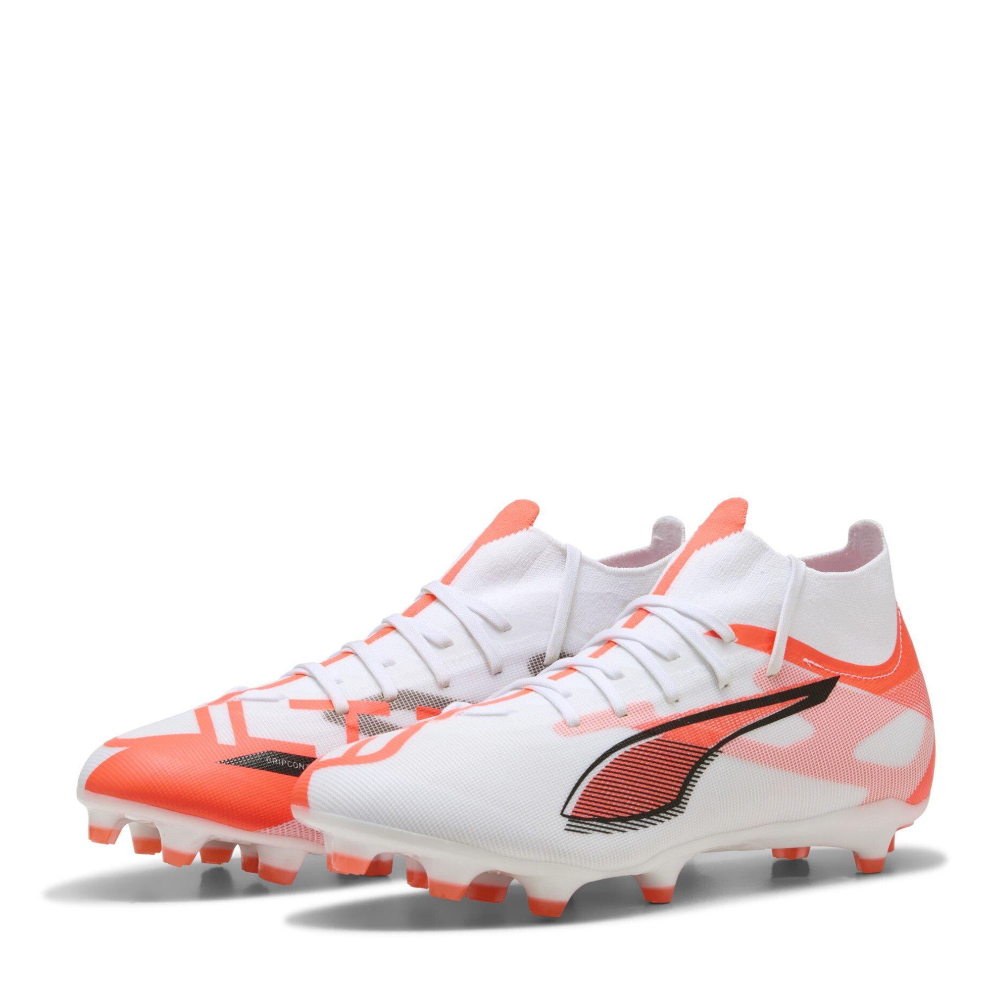 Puma Men's Ultra Match+ Firm Ground Football Boots - White/Red - 10 (44.5)