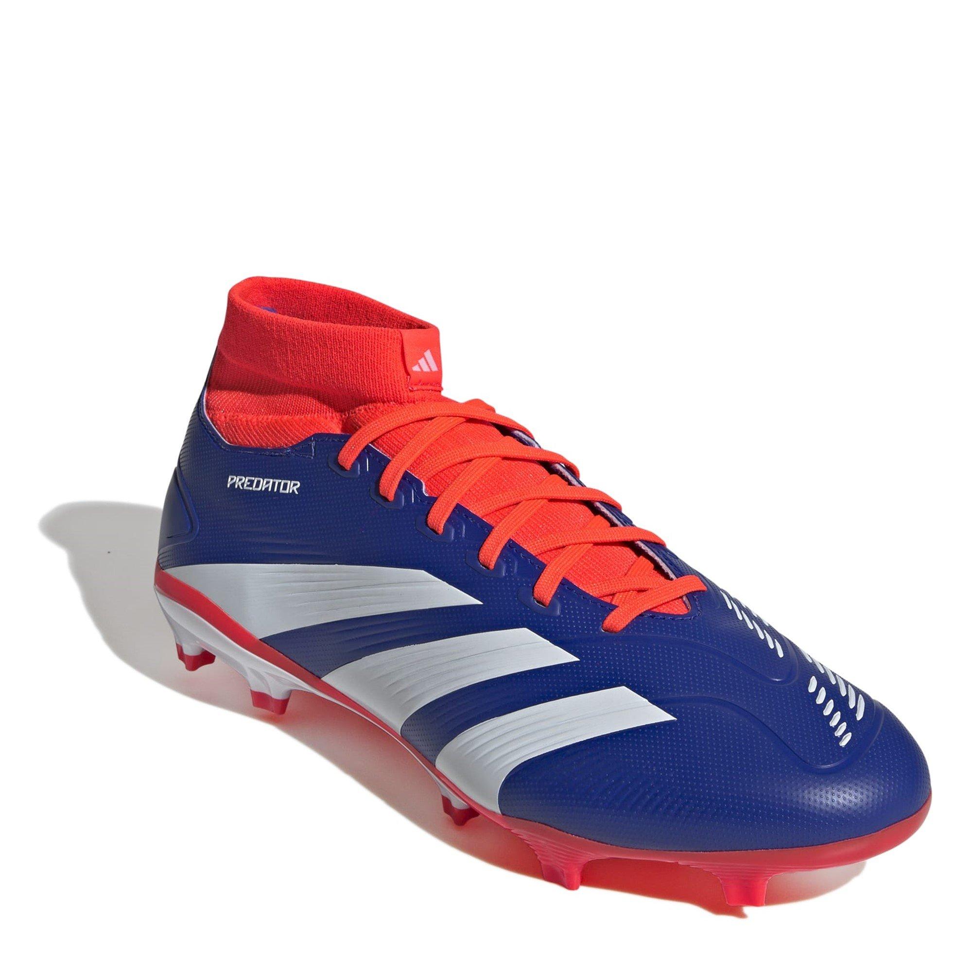 Blue/Wht/S.Red - adidas - Predator League Sock Firm Ground Boots - 3