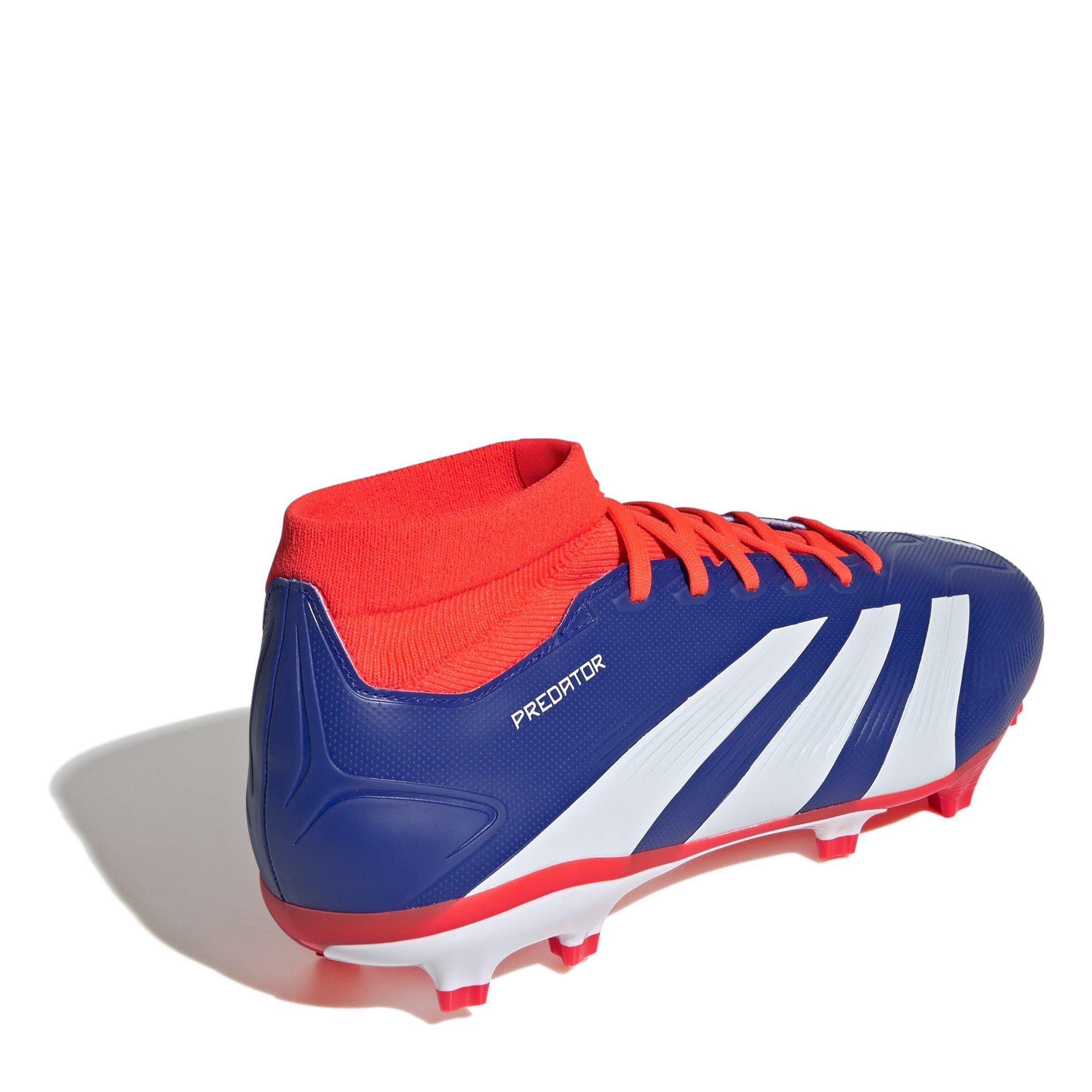 Blue/Wht/S.Red - adidas - Predator League Sock Firm Ground Boots - 4