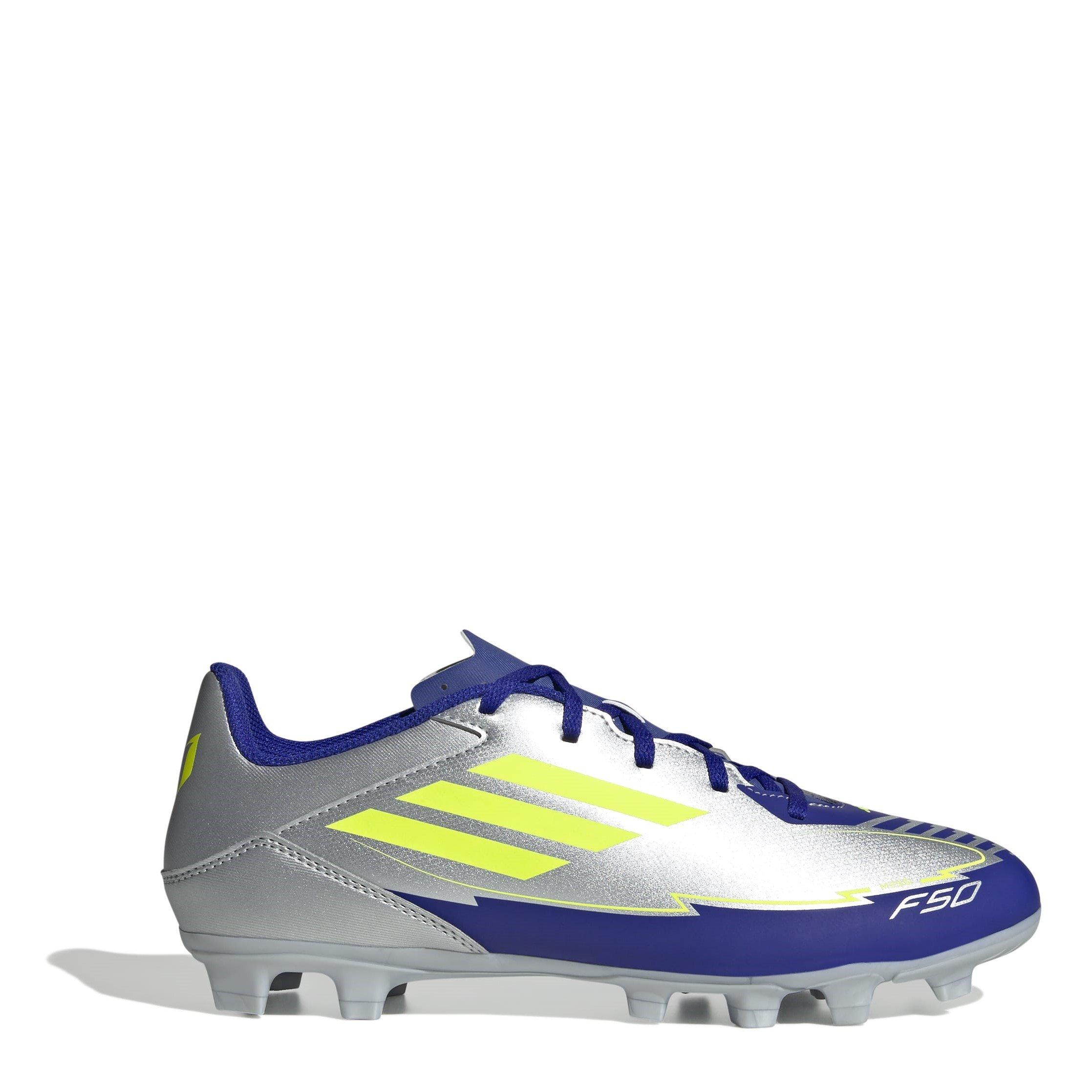 Adidas Men's F50 Club Firm Ground Football Boots - Silver/Blue - 11.5(46.7)