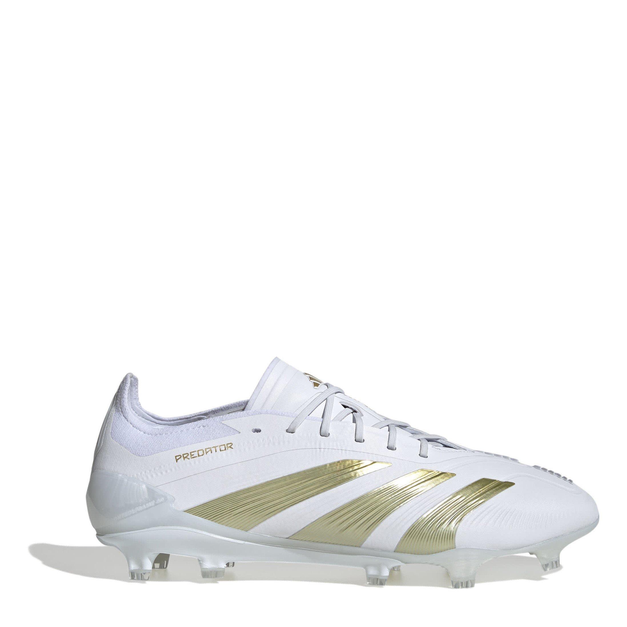 Adidas Men's Predator Elite Firm Ground Football Boots - White/Gold/Wht - 7.5 (41.3)