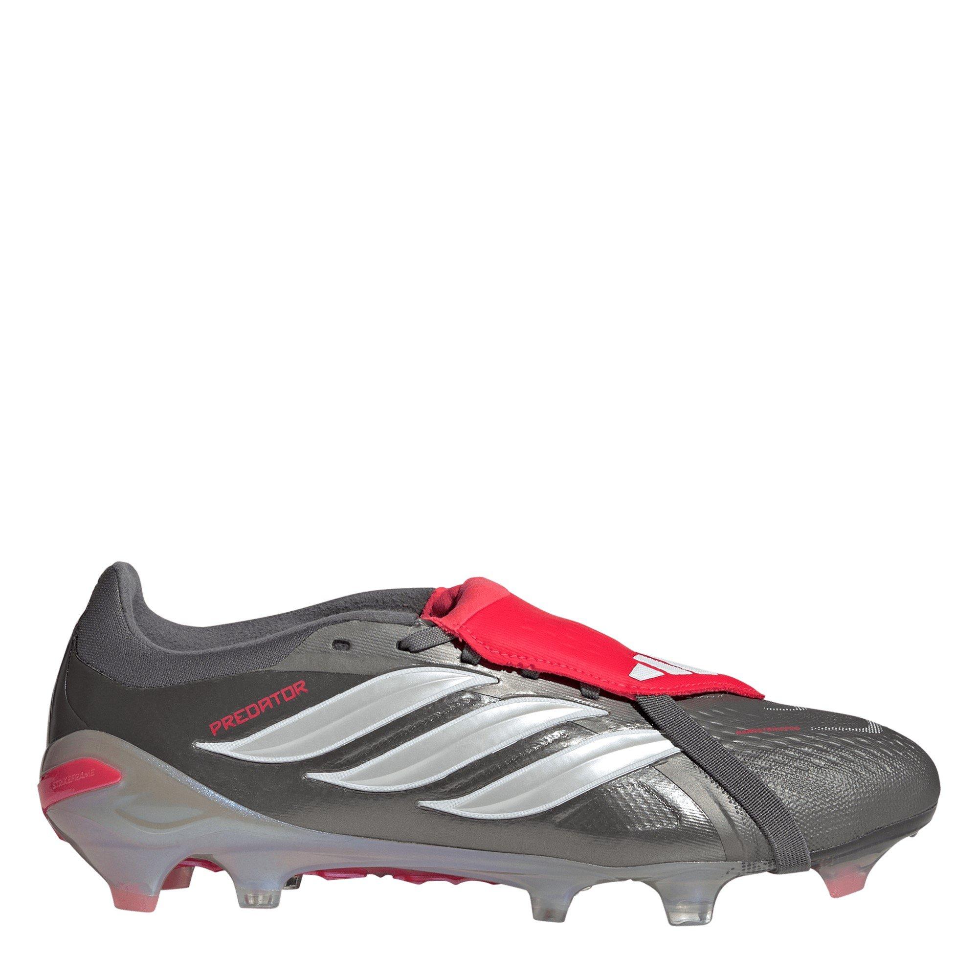 Adidas Men's Predator Pro Fold Over Tongue Firm Ground Football Boots - Grey/Red - 11 (46)