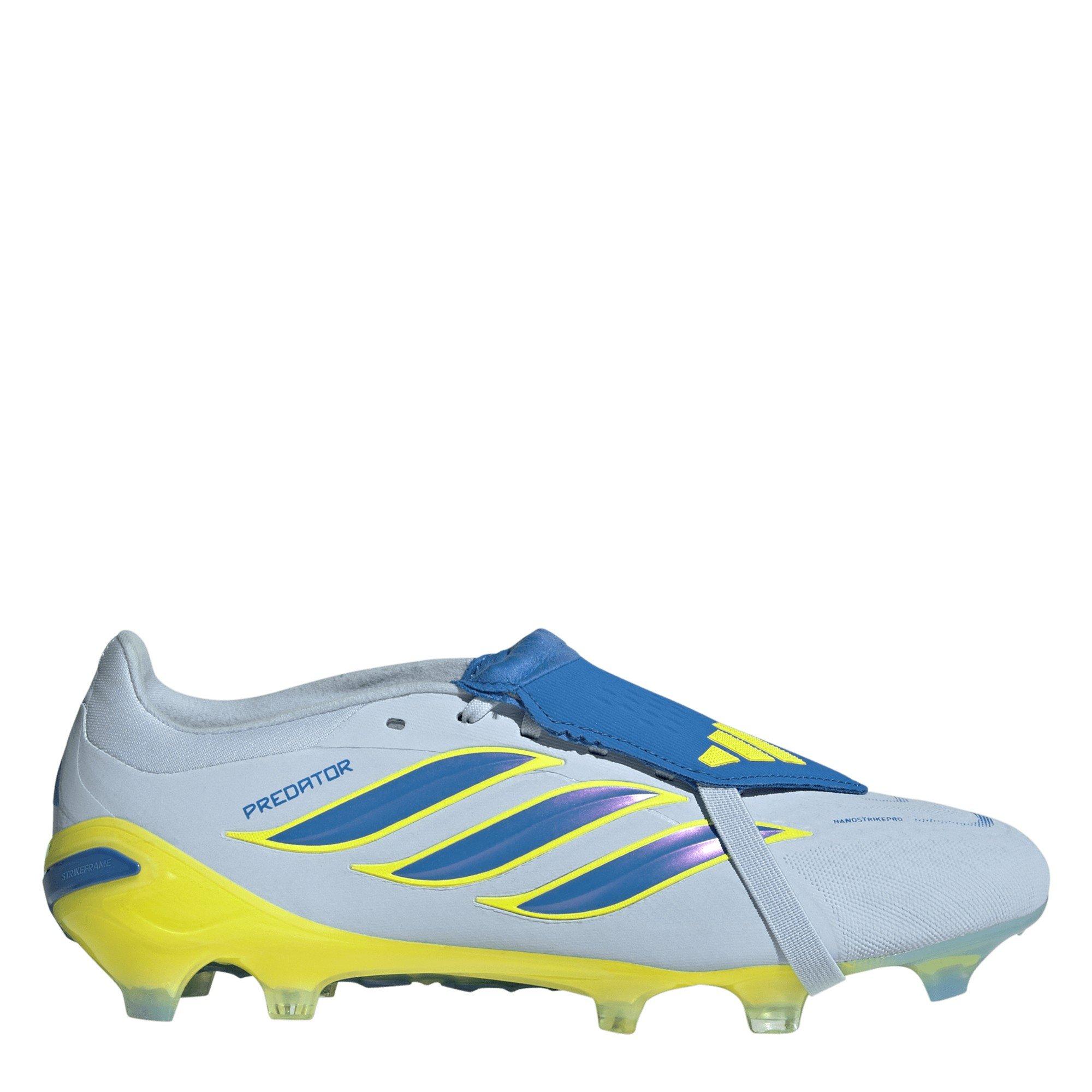 Adidas Men's Predator Pro Fold Over Tongue Firm Ground Football Boots - Blue/Yellow - 11 (46)