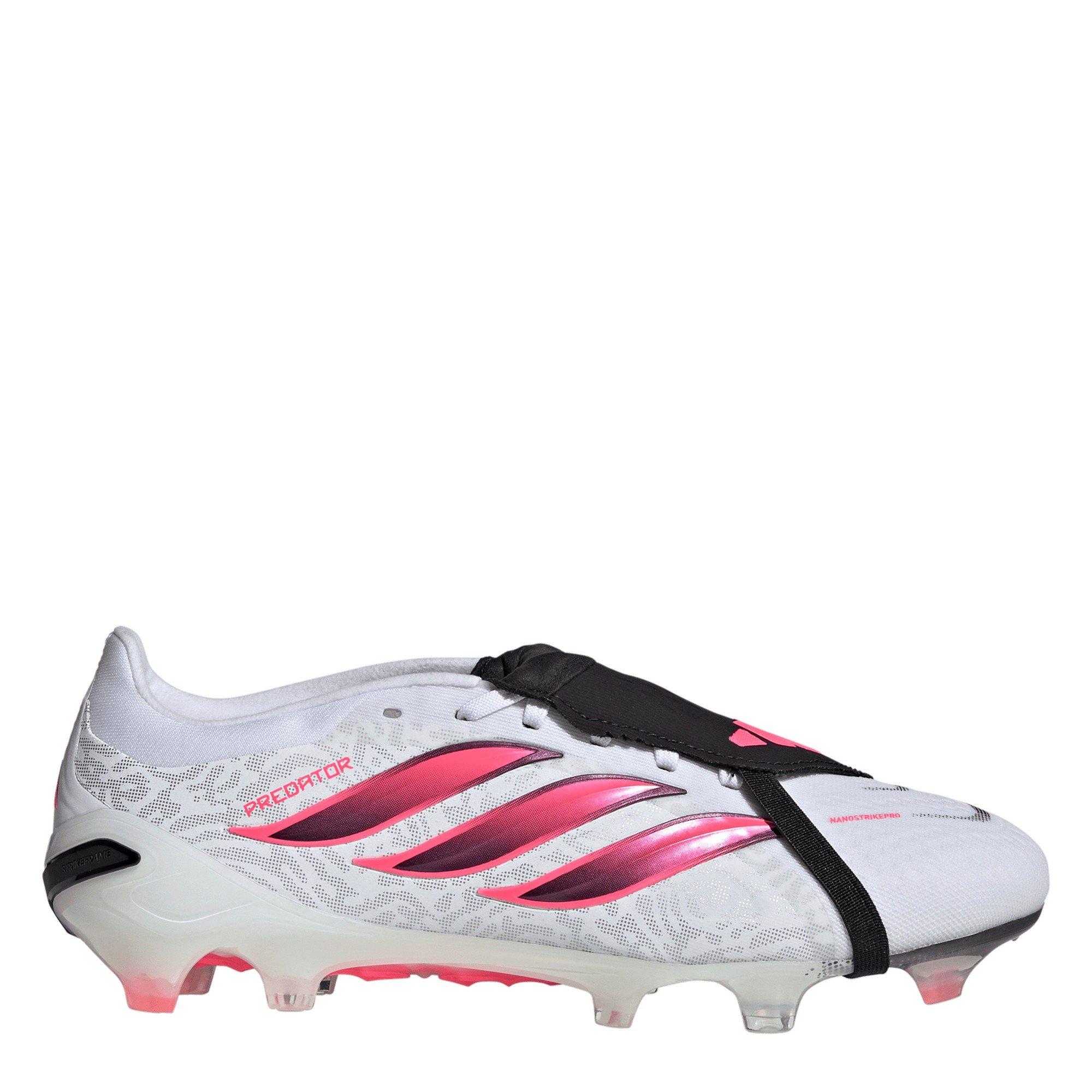 Adidas Men's Predator Pro Fold Over Tongue Firm Ground Football Boots - White/Coral - 8.5 (42.7)