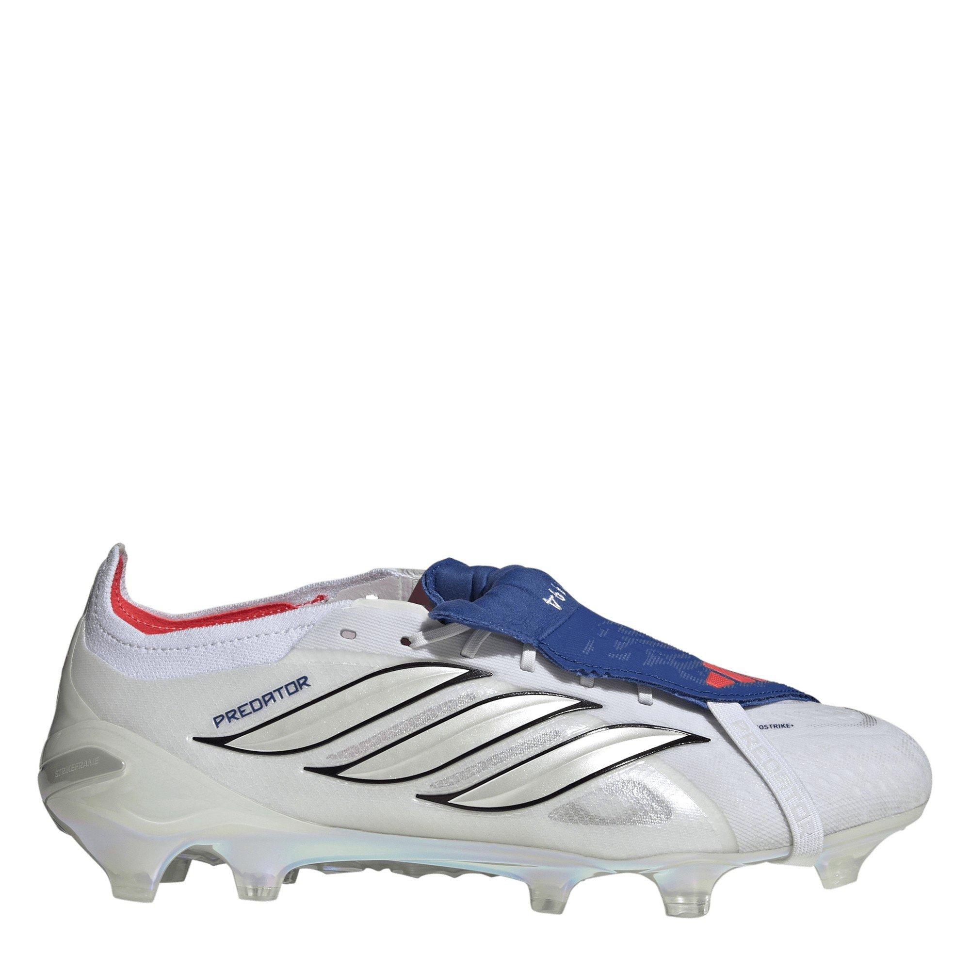 Adidas Men's Predator Elite Fold-Over Tongue Firm Ground Football Boots - White/Blue - 10.5(45.3)