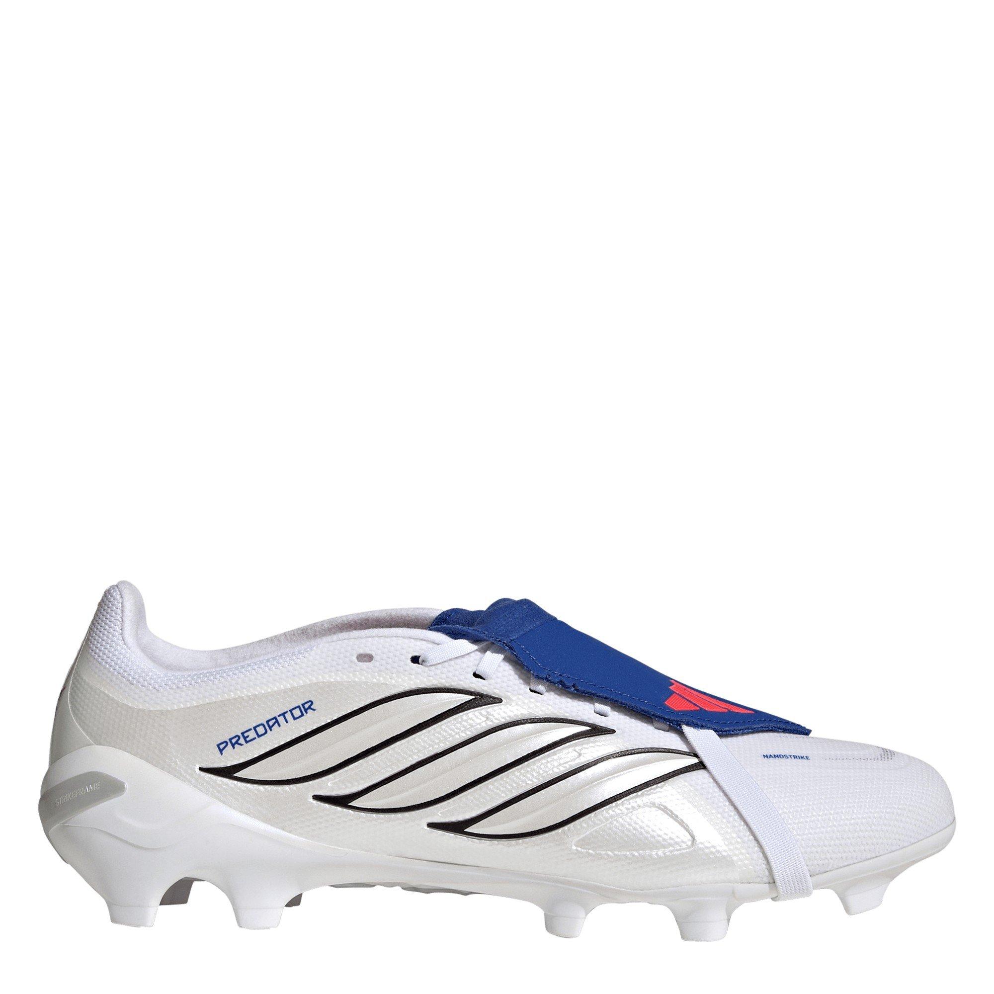 Adidas Men's Predator Fold-Over Tongue League Firm Ground Football Boots - White/Blue - 9.5 (44)