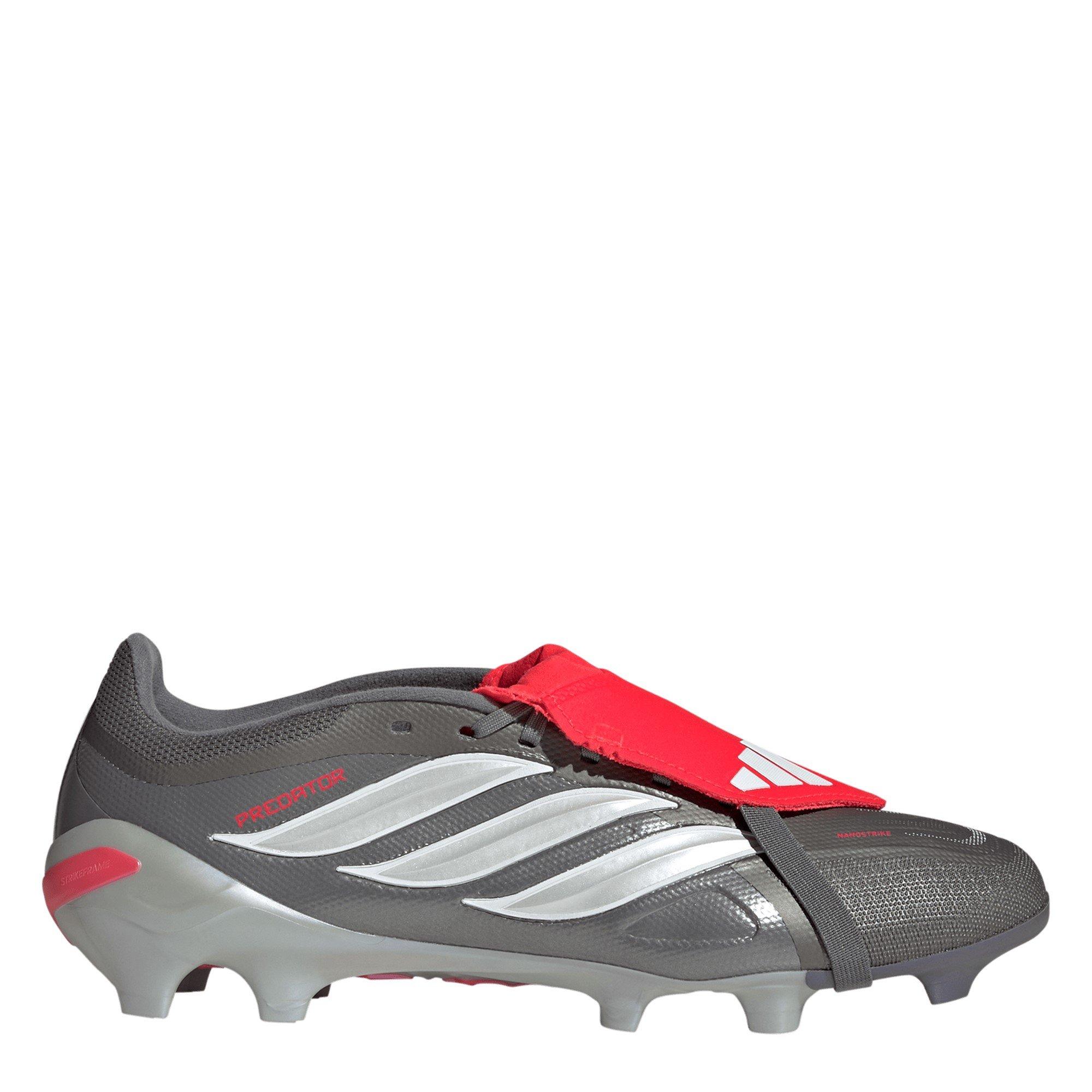 Adidas Men's Predator Fold-Over Tongue League Firm Ground Football Boots - Grey/Red - 6 (39.3)