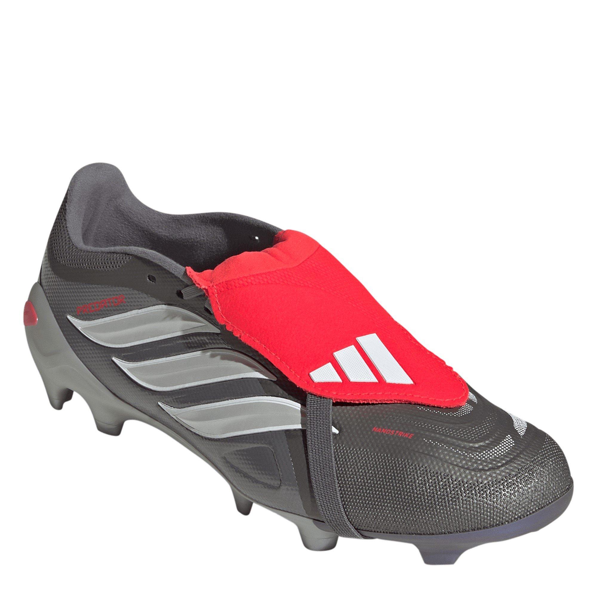 Gris/Rouge - adidas - Predator Fold-Over Tongue League Firm Ground Football Boots Mens - 3