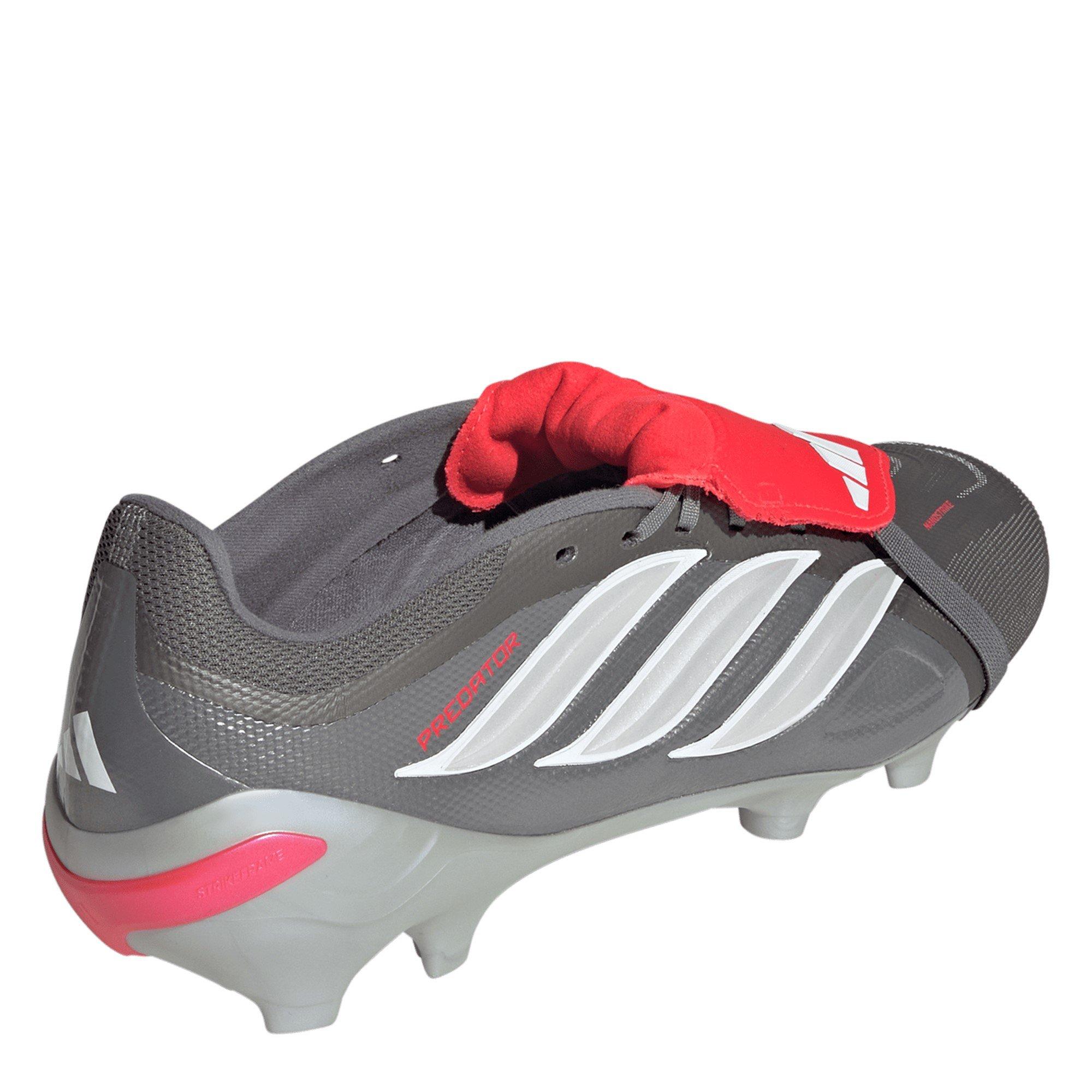Gris/Rouge - adidas - Predator Fold-Over Tongue League Firm Ground Football Boots Mens - 4