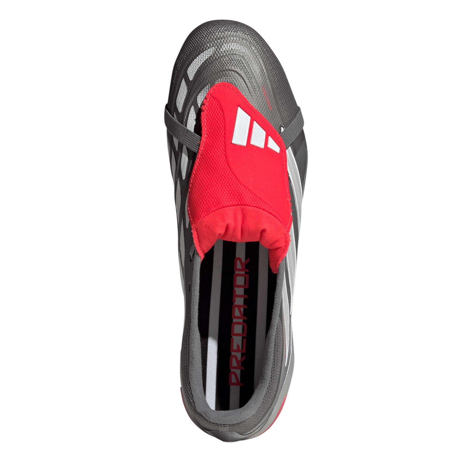 Gris/Rouge - adidas - Predator Fold-Over Tongue League Firm Ground Football Boots Mens - 5