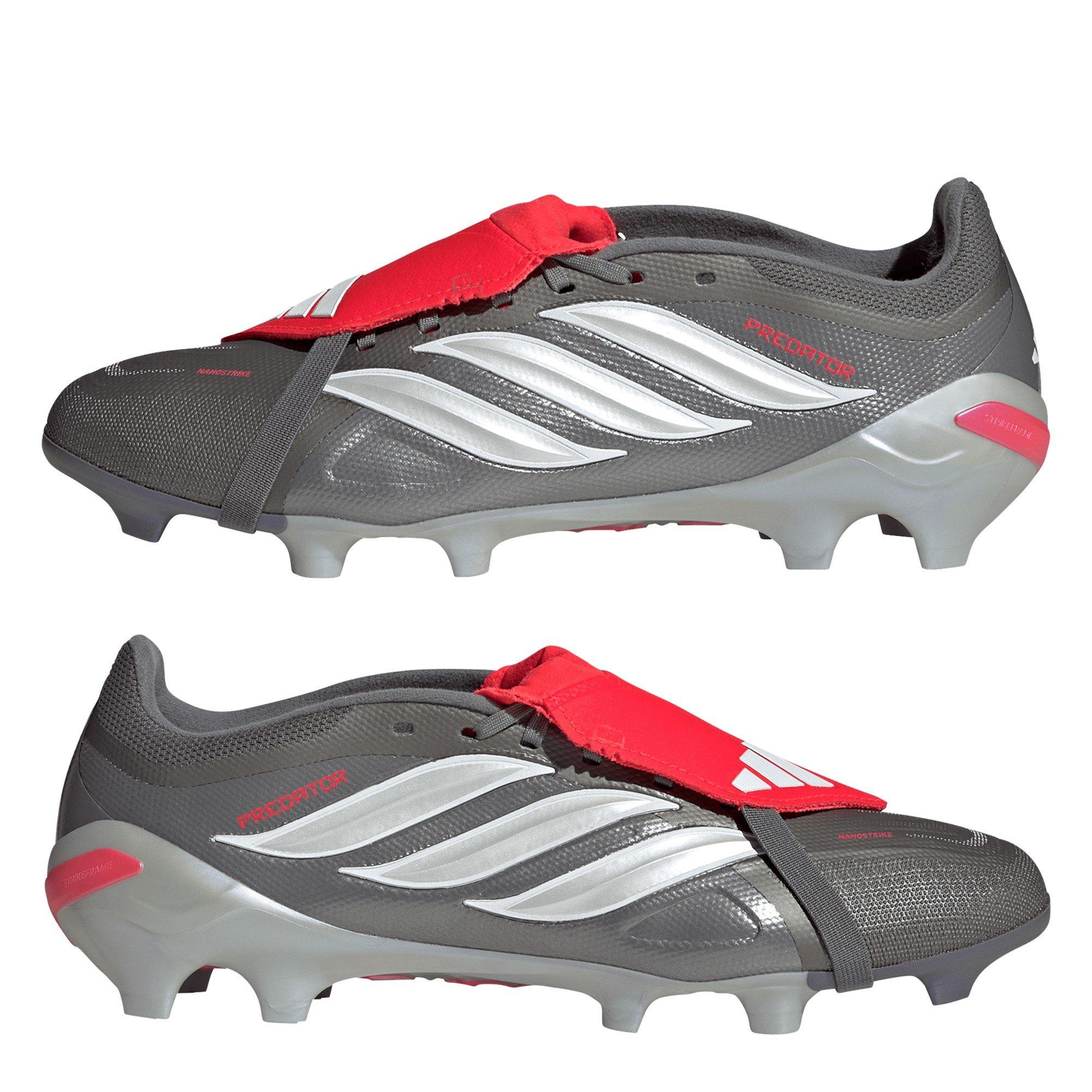Gris/Rouge - adidas - Predator Fold-Over Tongue League Firm Ground Football Boots Mens - 9