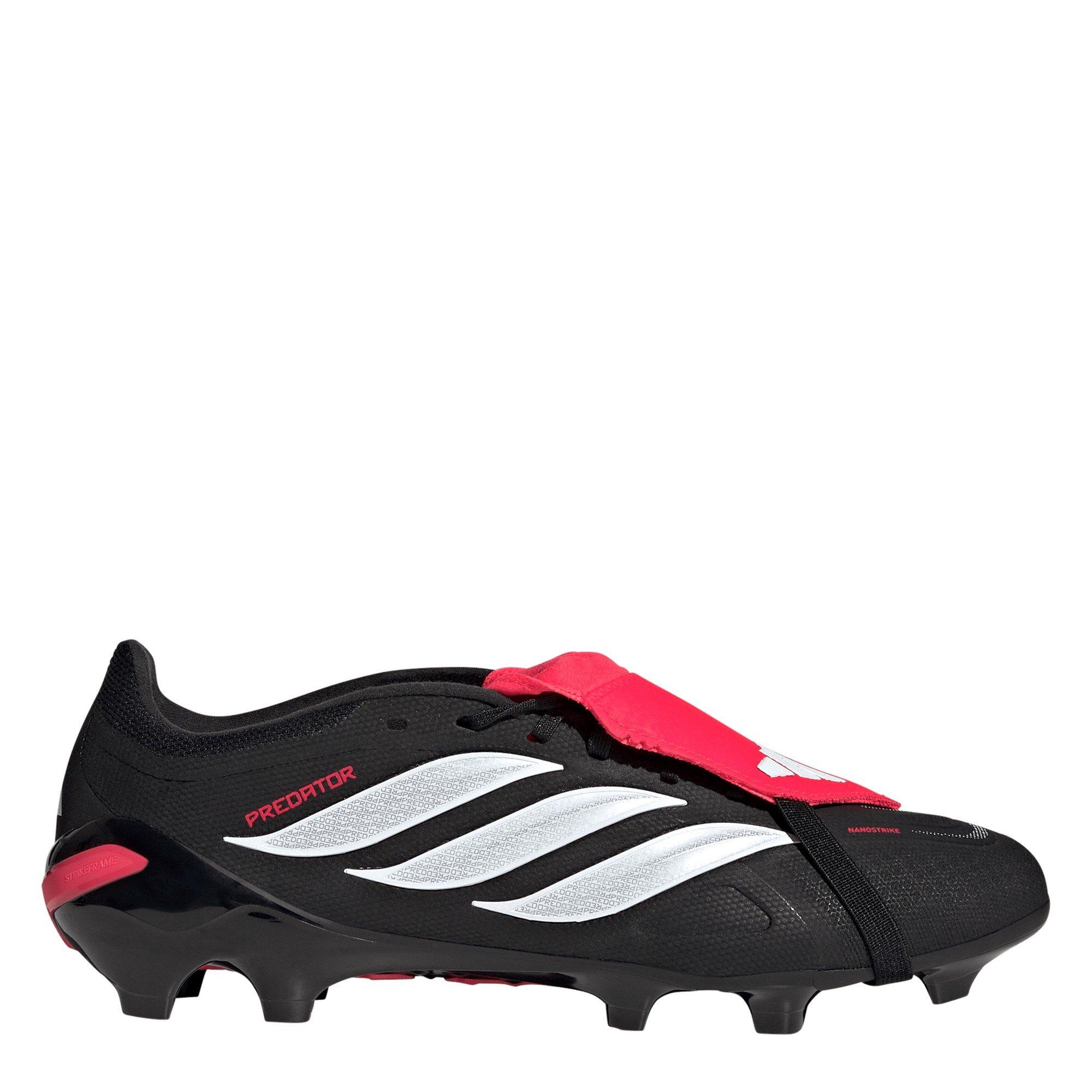 Adidas Men's Predator Fold-Over Tongue League Firm Ground Football Boots - Black/Red - 7.5 (41.3)