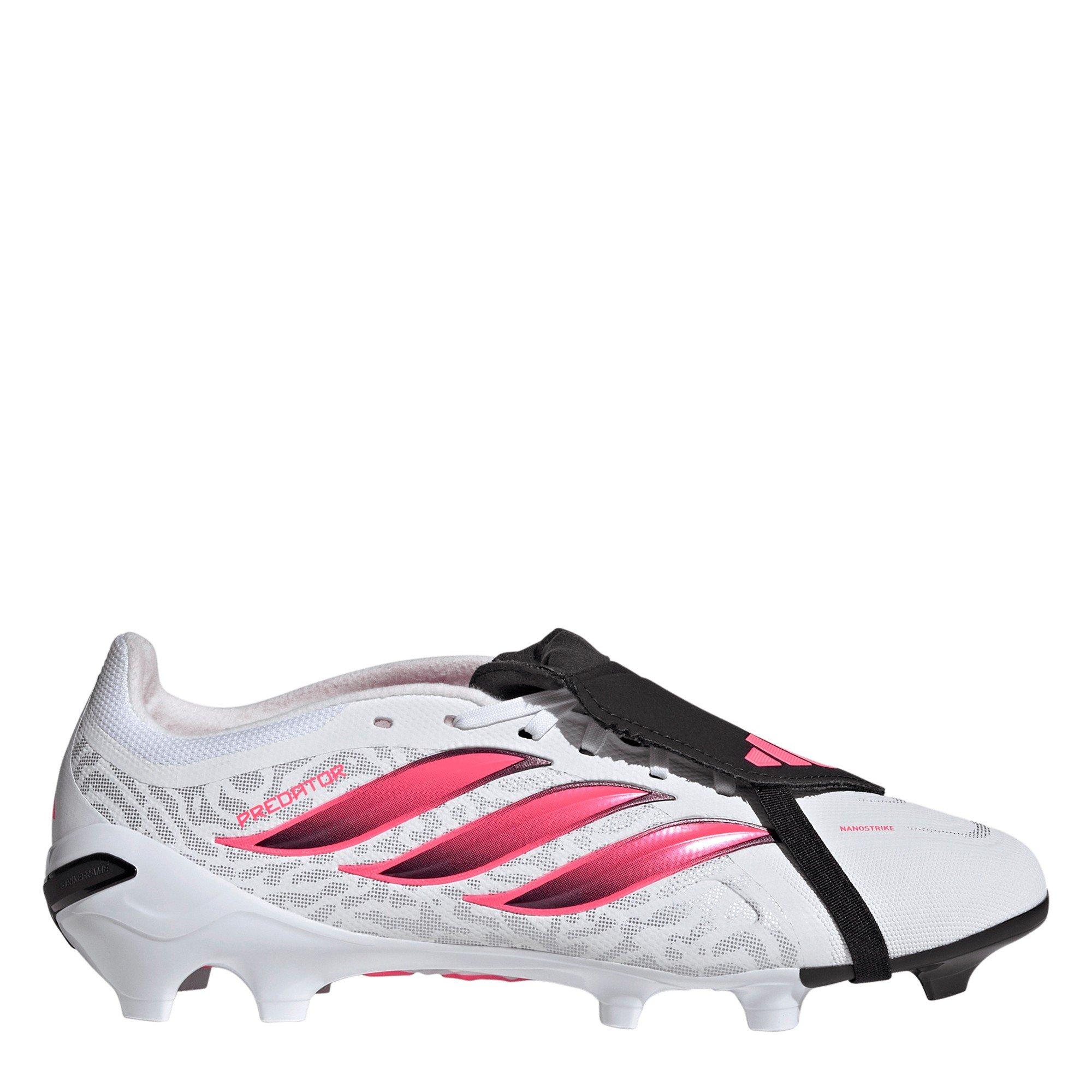 Adidas Men's Predator Fold-Over Tongue League Firm Ground Football Boots - White/Coral - 9.5 (44)