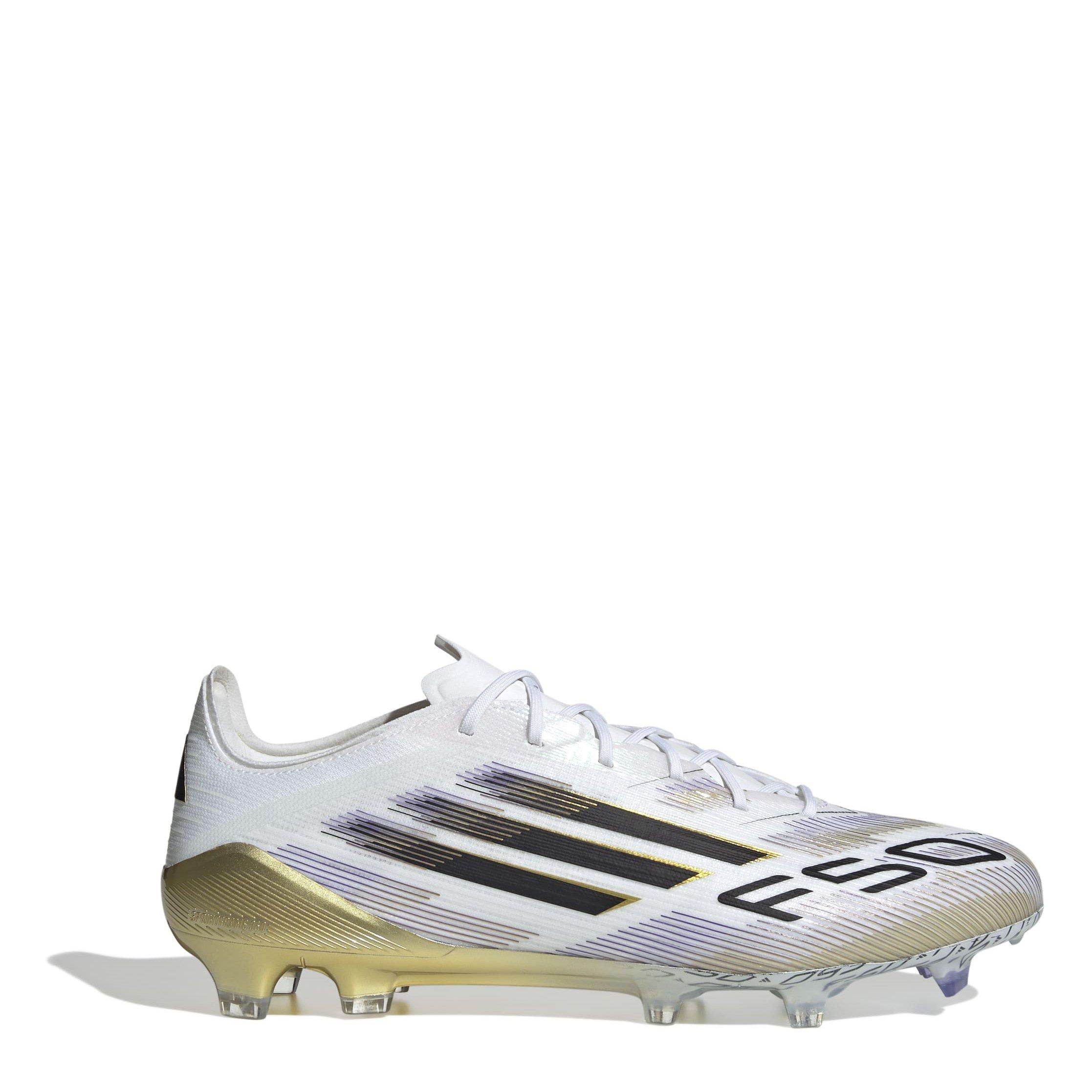 Adidas Men's F50 Elite Adults Firm Ground Football Boots - White/Blk/Gold - 12 (47.3)