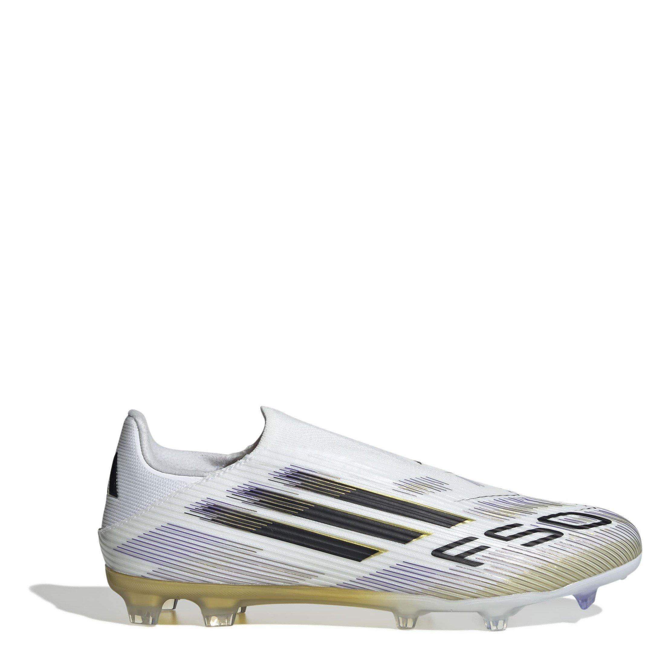Adidas Men's F50 League Laceless Adults Firm Ground Football Boots - White/Blk/Gold - 8.5 (42.7)