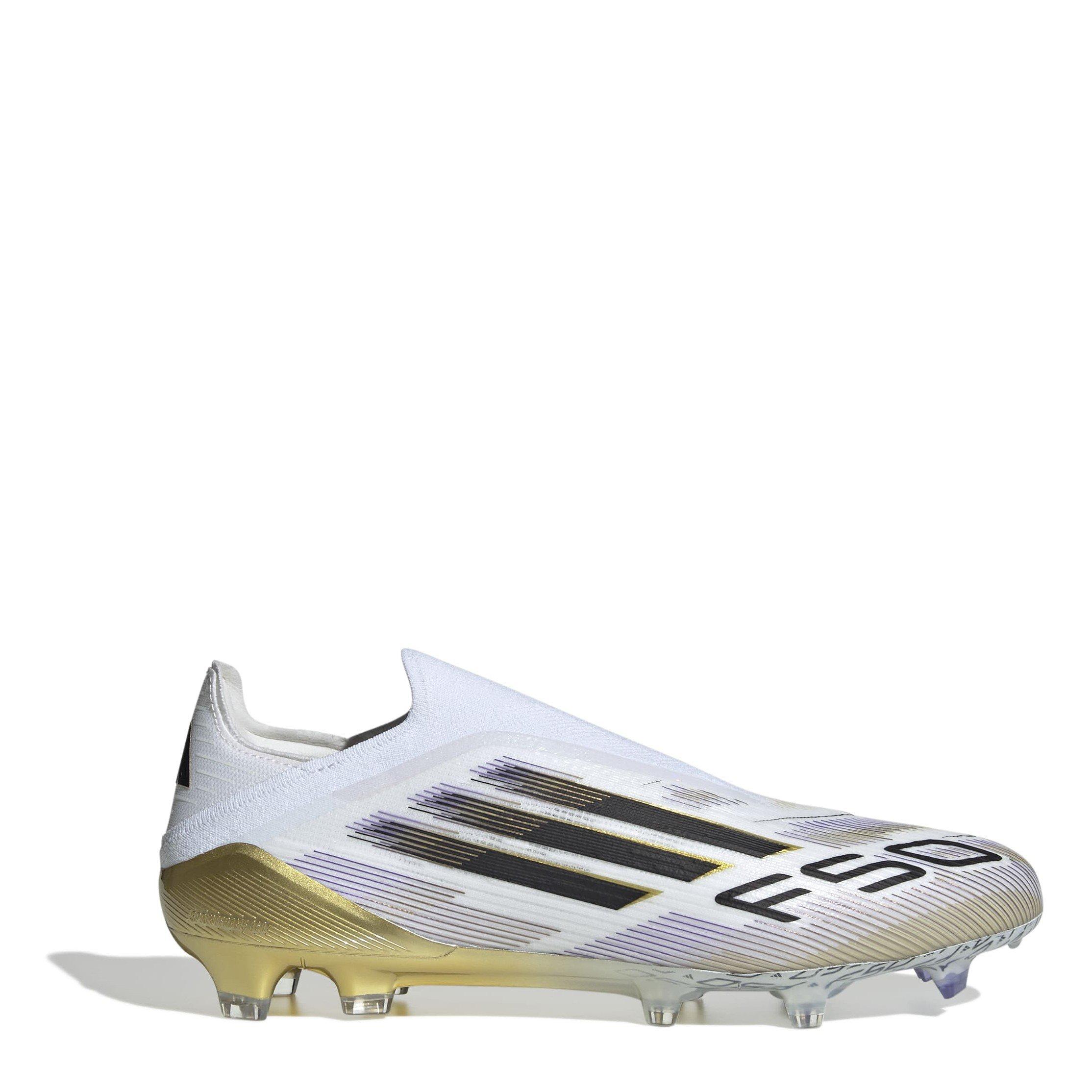 Adidas Men's F50 Elite Laceless Adults Firm Ground Football Boots - White/Blk/Gold - 12 (47.3)