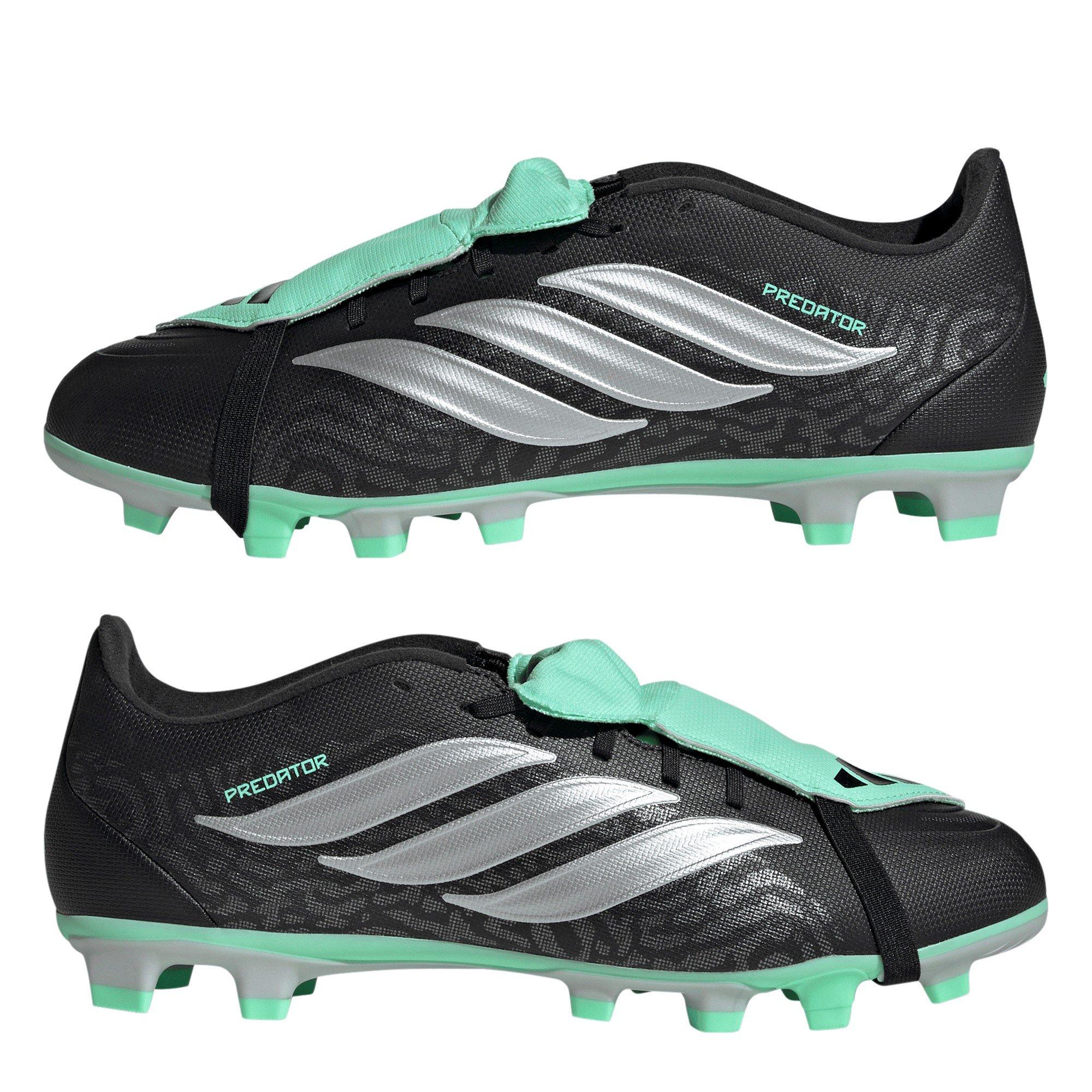 Blk/Silver/Mint - adidas - Predator Club Fold-Over Tongue Firm Ground Boots - 9