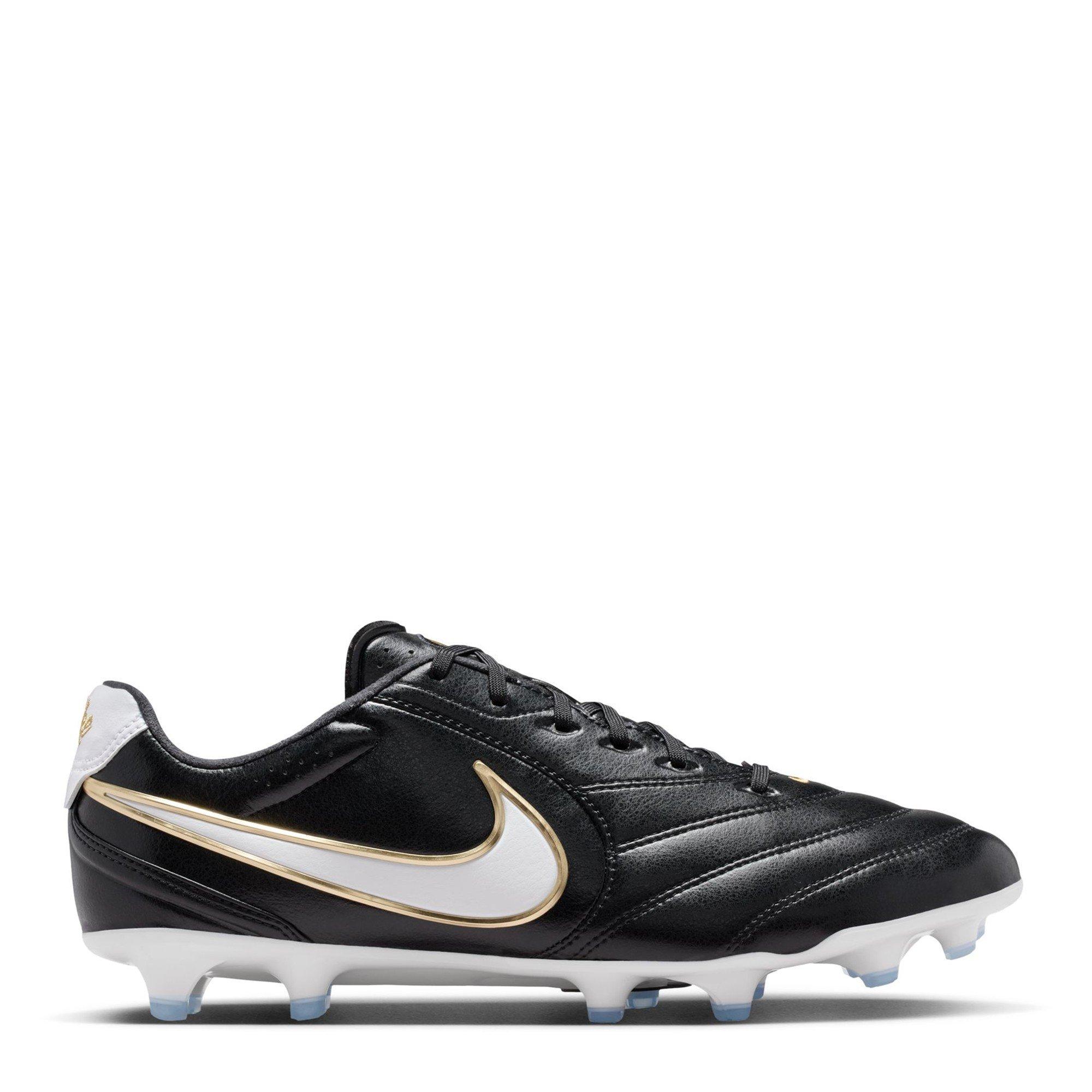 Nike Men's Tiempo Ligera Pro Firm Ground Football Boots - Blk/Wht/Gold - 6.5 (40.5)