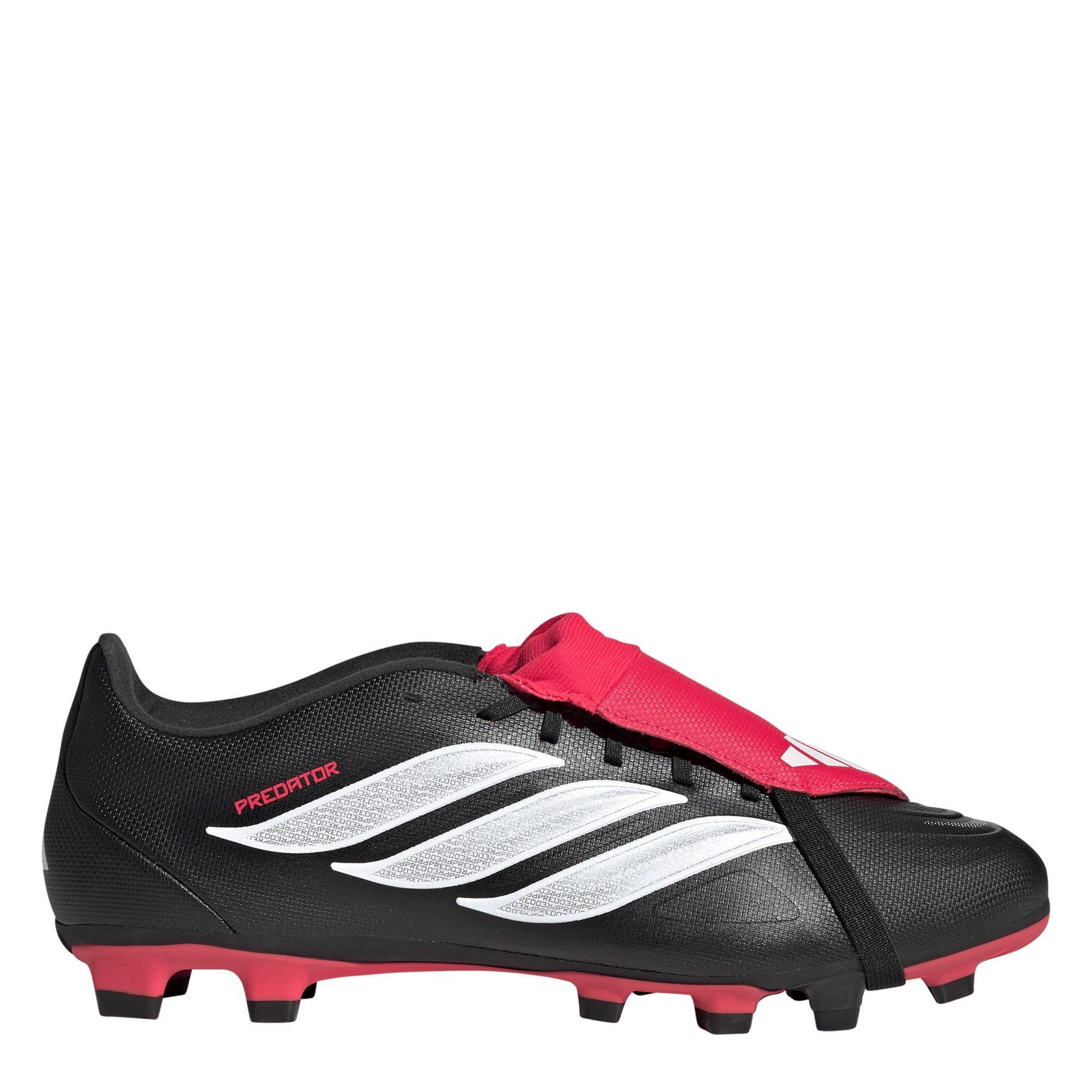 Adidas Men's Predator Fold-Over Tongue Club Firm Ground Football Boots - Black/Red - 7.5 (41.3)