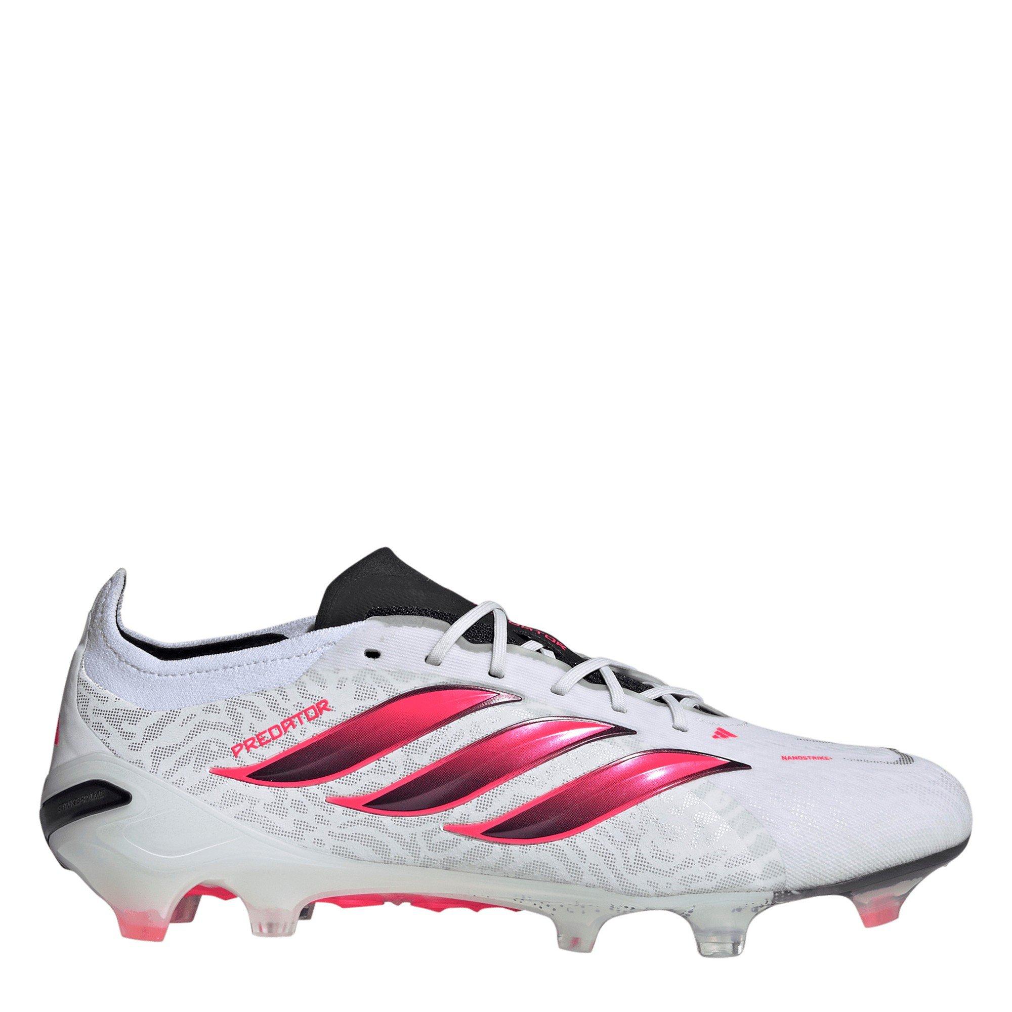Adidas Men's Predator Elite Firm Ground Football Boots - White/Coral - 9 (43.3)