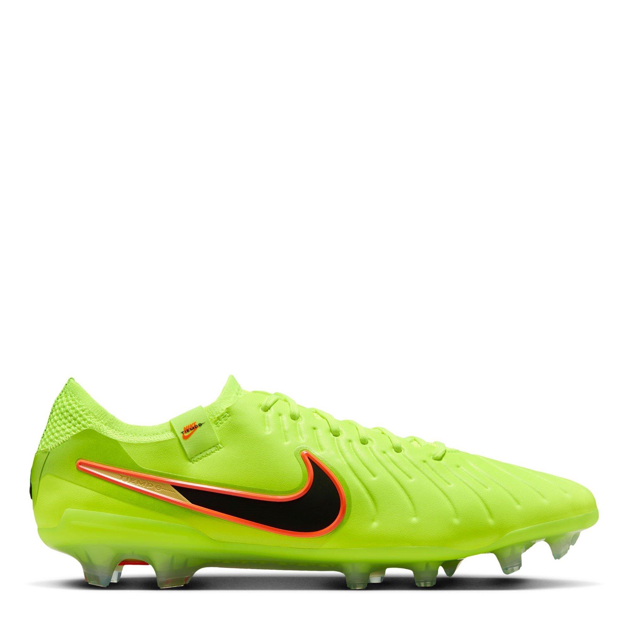 Nike Men's Tiempo Legend 10 Elite Adults Firm Ground Football Boots - Volt/Black - 8 (42.5)