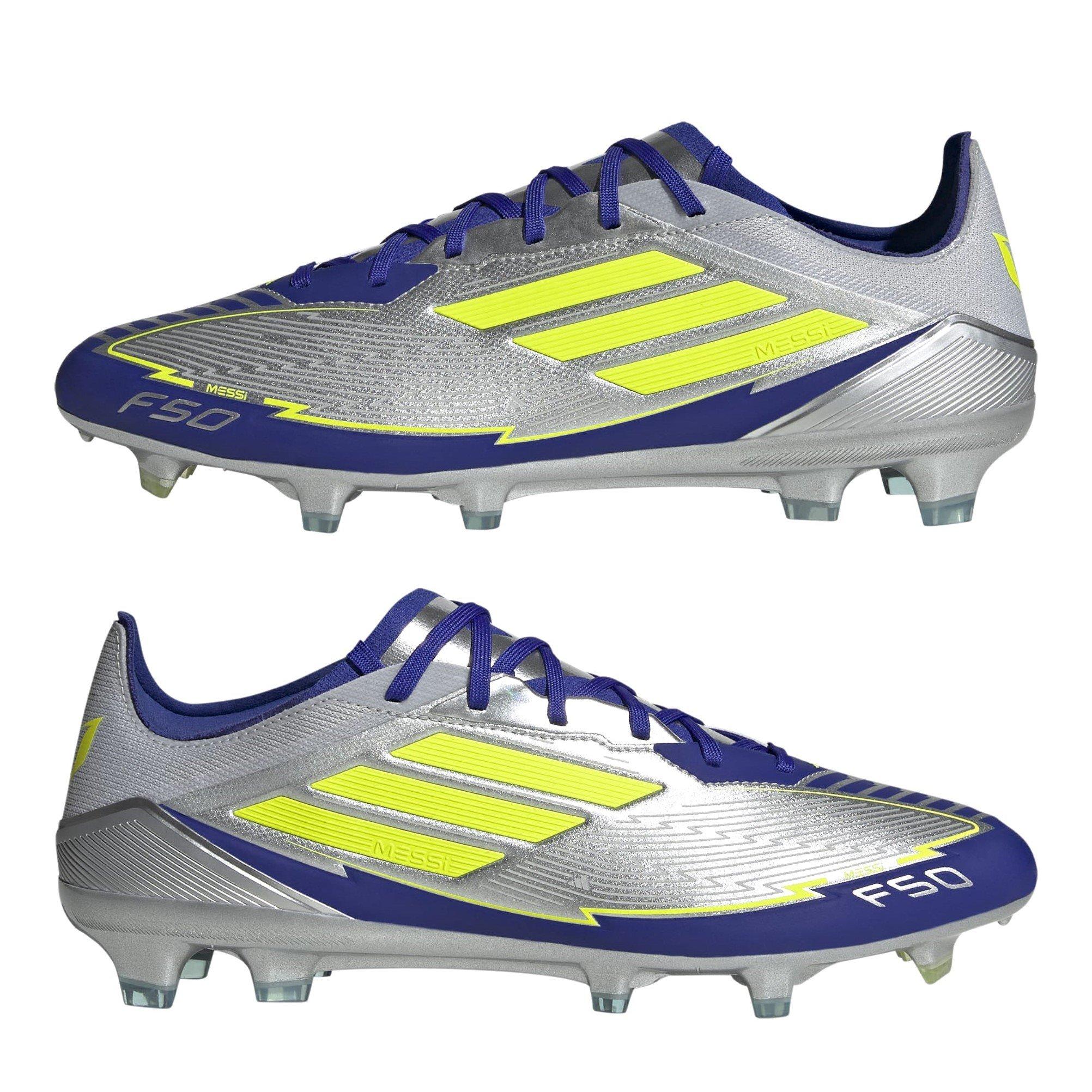 Silver/Ylw/Blue - adidas - F50 Pro Messi Firm Ground Football Boots Men’s - 9